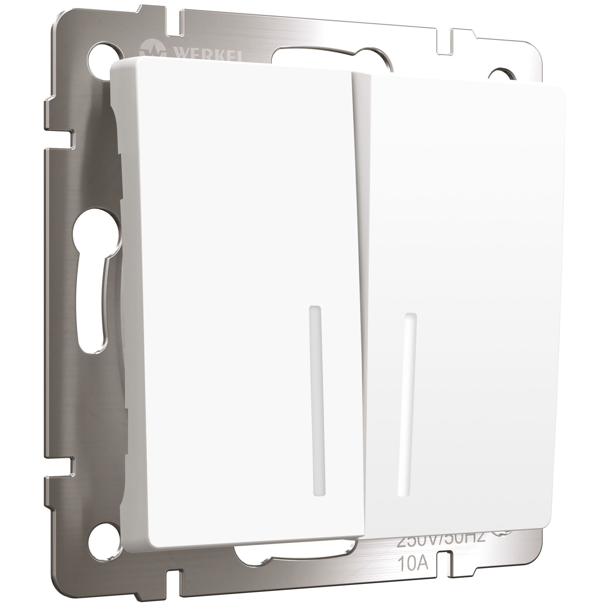 Выключатель двухклавишный с подсветкой (белый матовый) Werkel