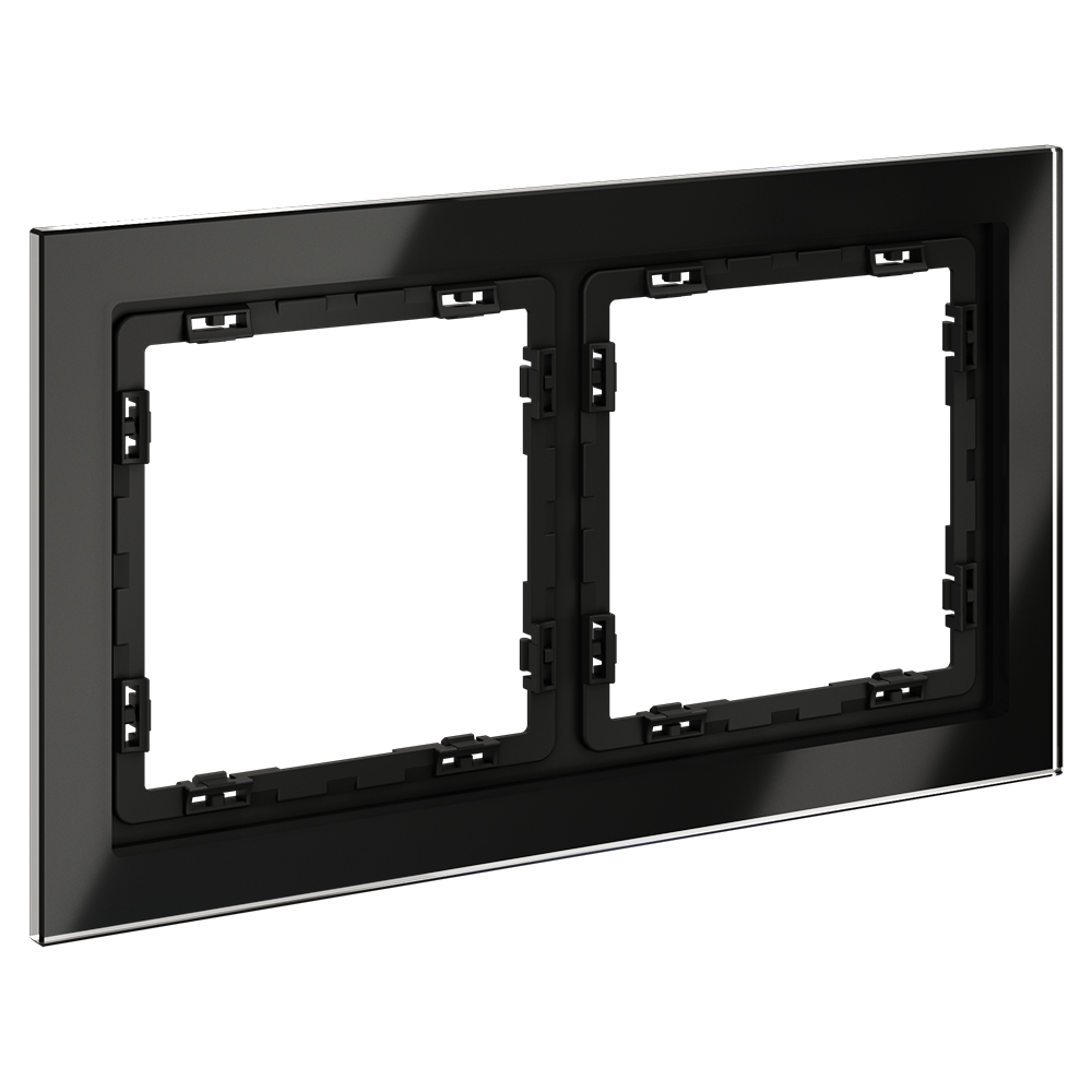 Рамка стеклянная VOLTUM S70 на 2 поста, (черный,стекло)