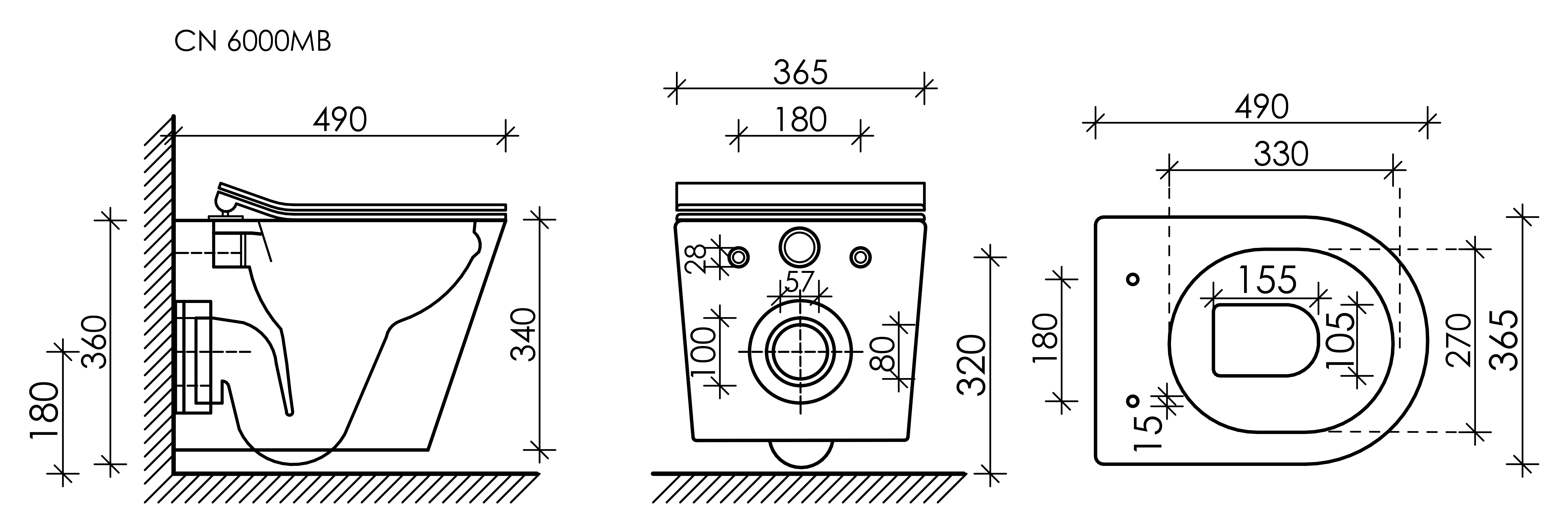 Подвесной унитаз Balearica Rimless CN6000MB