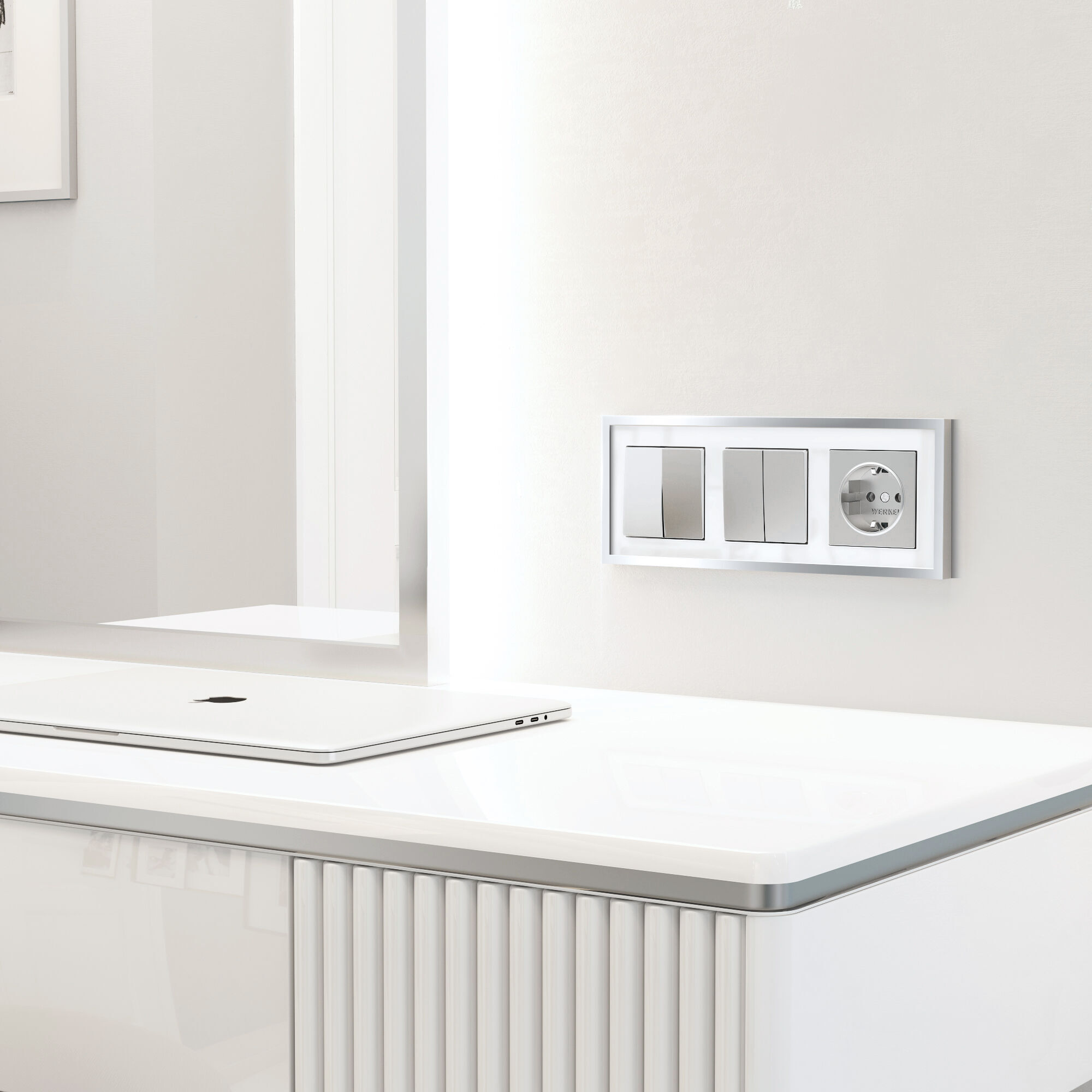 Рамка на 3 поста Baguette (белый/серебро) Werkel