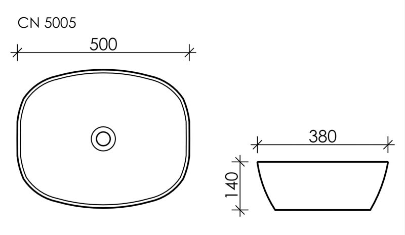 Умывальник чаша накладная овальная CN5005