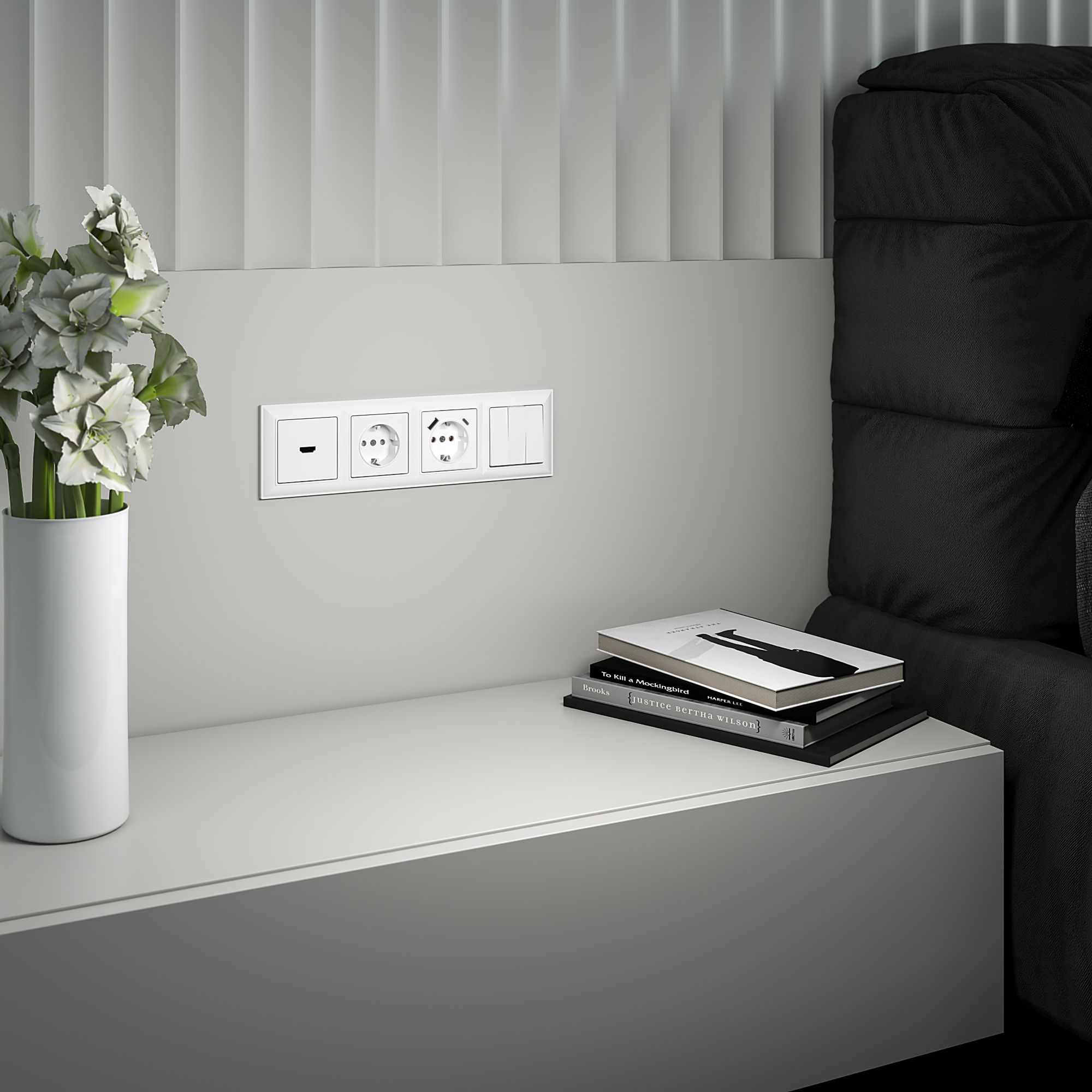 Выключатель трехклавишный (белый глянцевый) Werkel