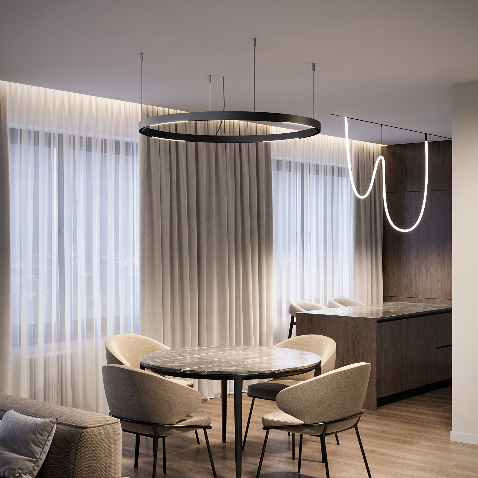 Slim Magnetic Трековый светильник для радиусного шинопровода 16W 4200K Planar чёрный Ø 1200мм