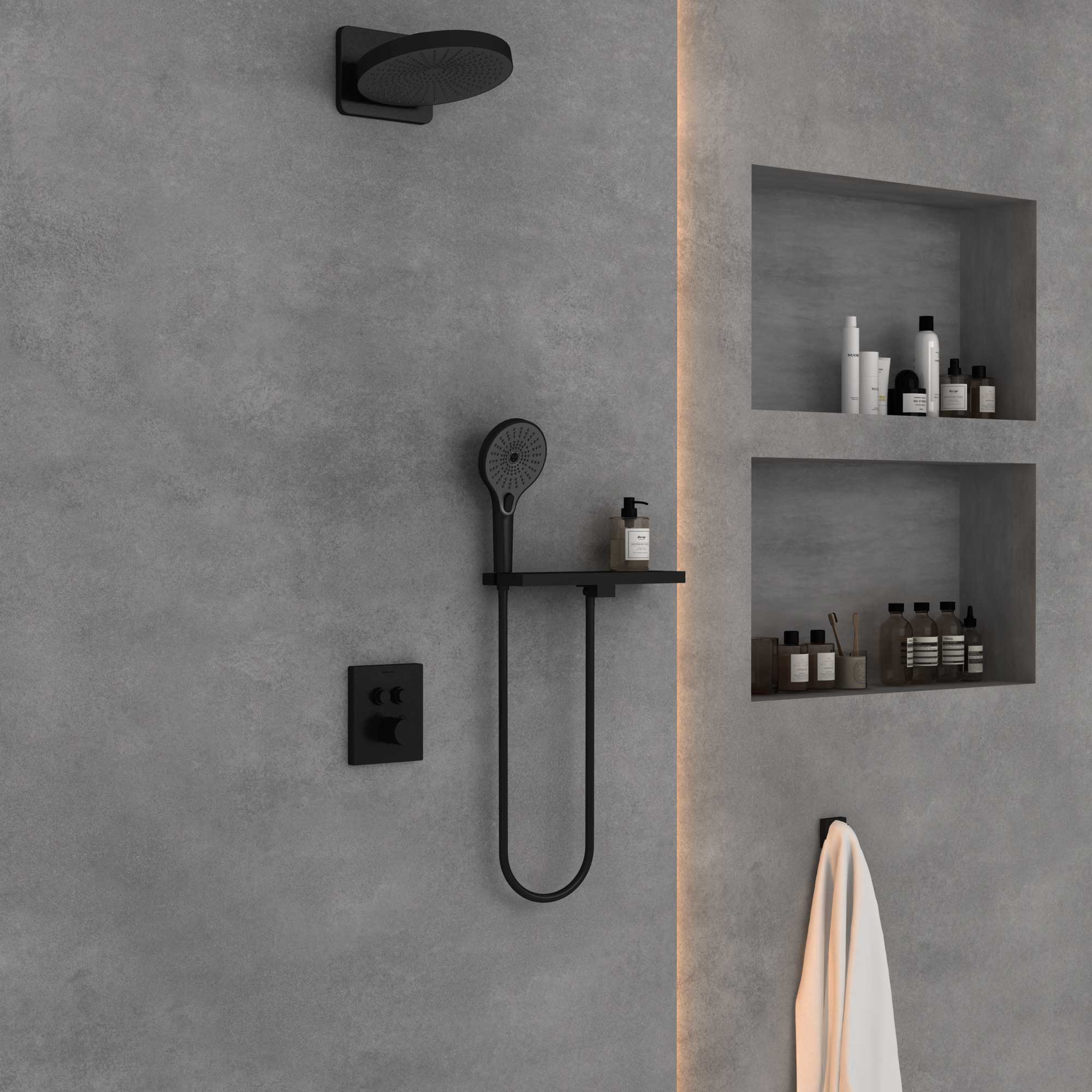 Душевая система Vincea VSFW-3I21T1RMB встраиваемая в стену цвет черный матовый