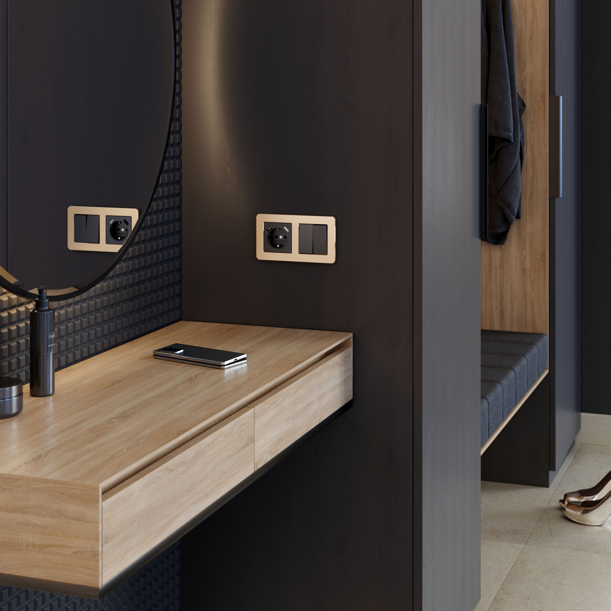 Рамка на 2 поста Platinum шампань Werkel