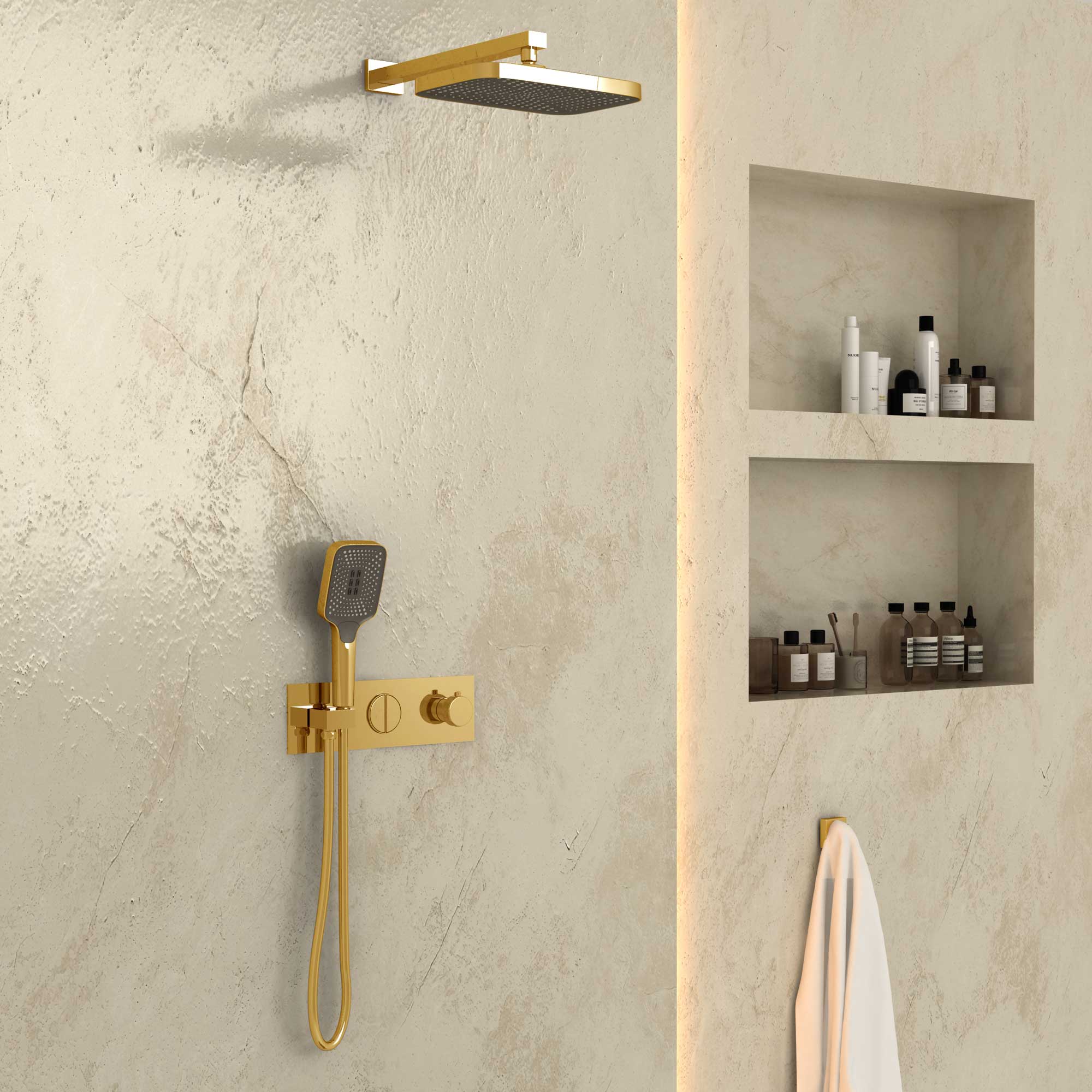 Душевая система Vincea VSFW-422T1BG встраиваемая в стену цвет брашированное золото