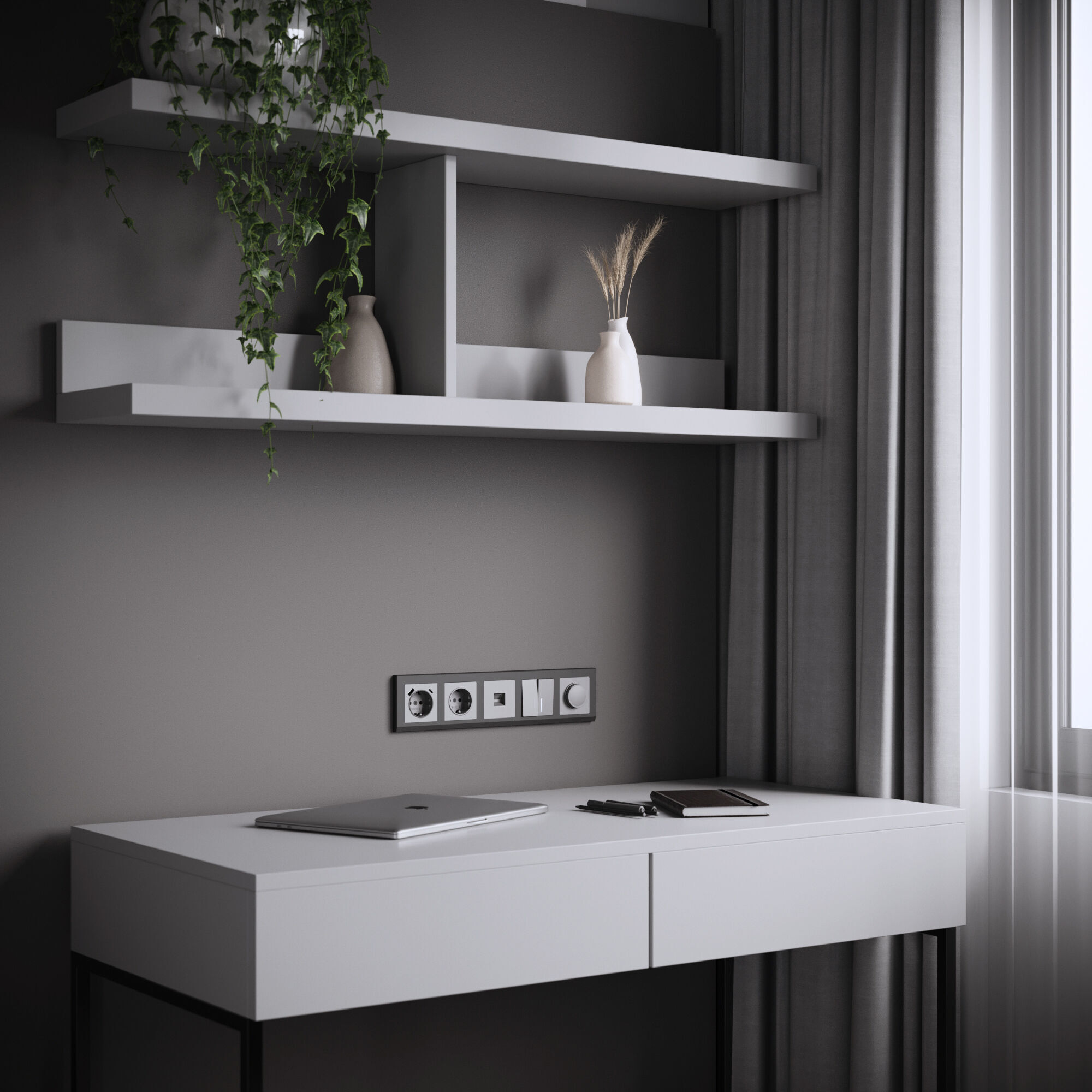 Розетка Ethernet RJ-45 (серебряный матовый) Werkel