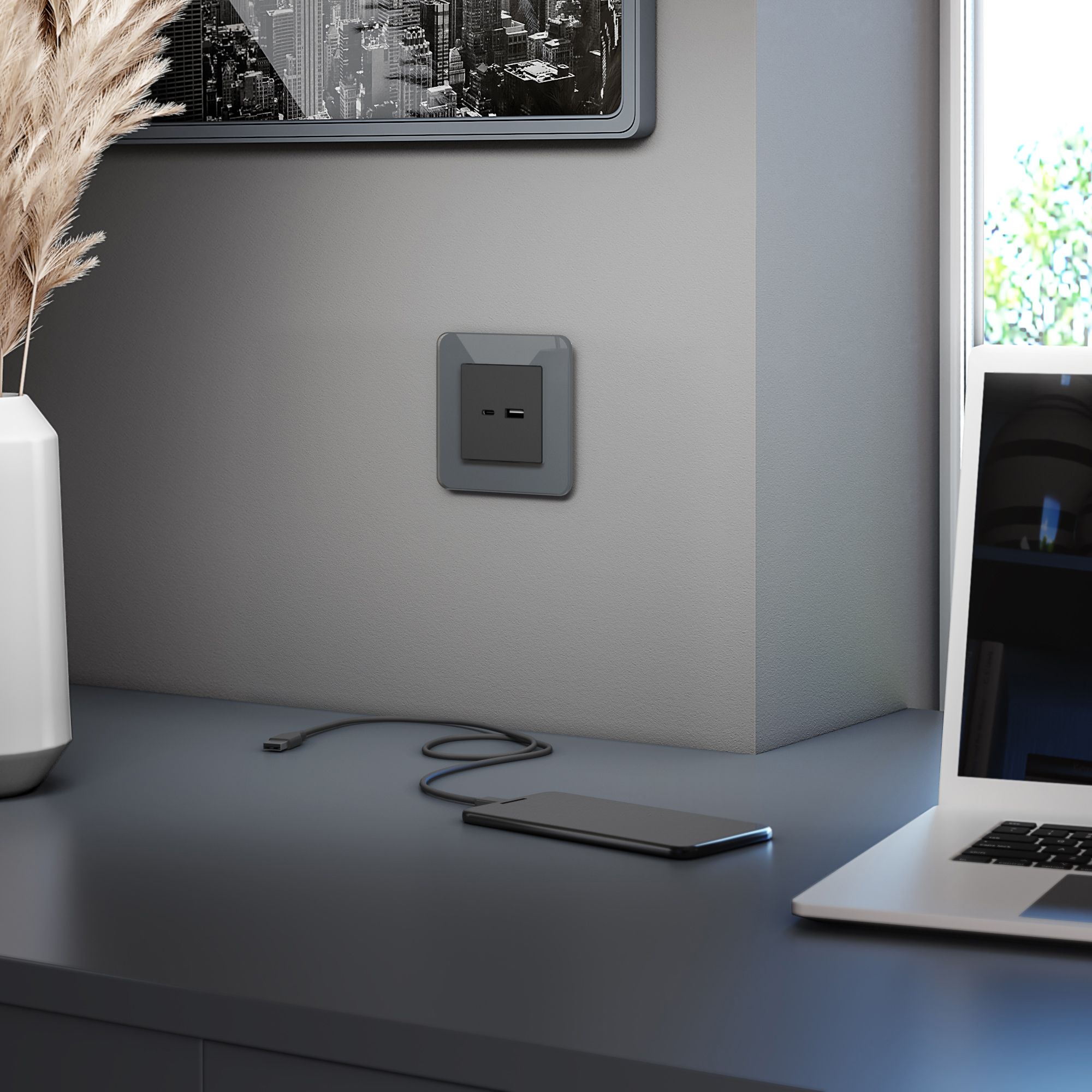 Рамка из стекла на 1 пост Elite графит Werkel