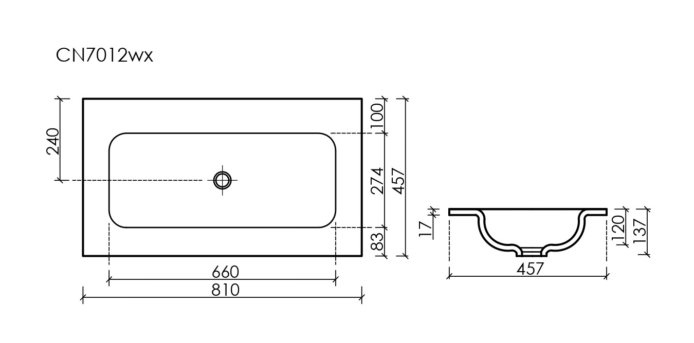 Раковина накладная Grace прямоугольная без отверстия под смеситель CN7012MBwx
