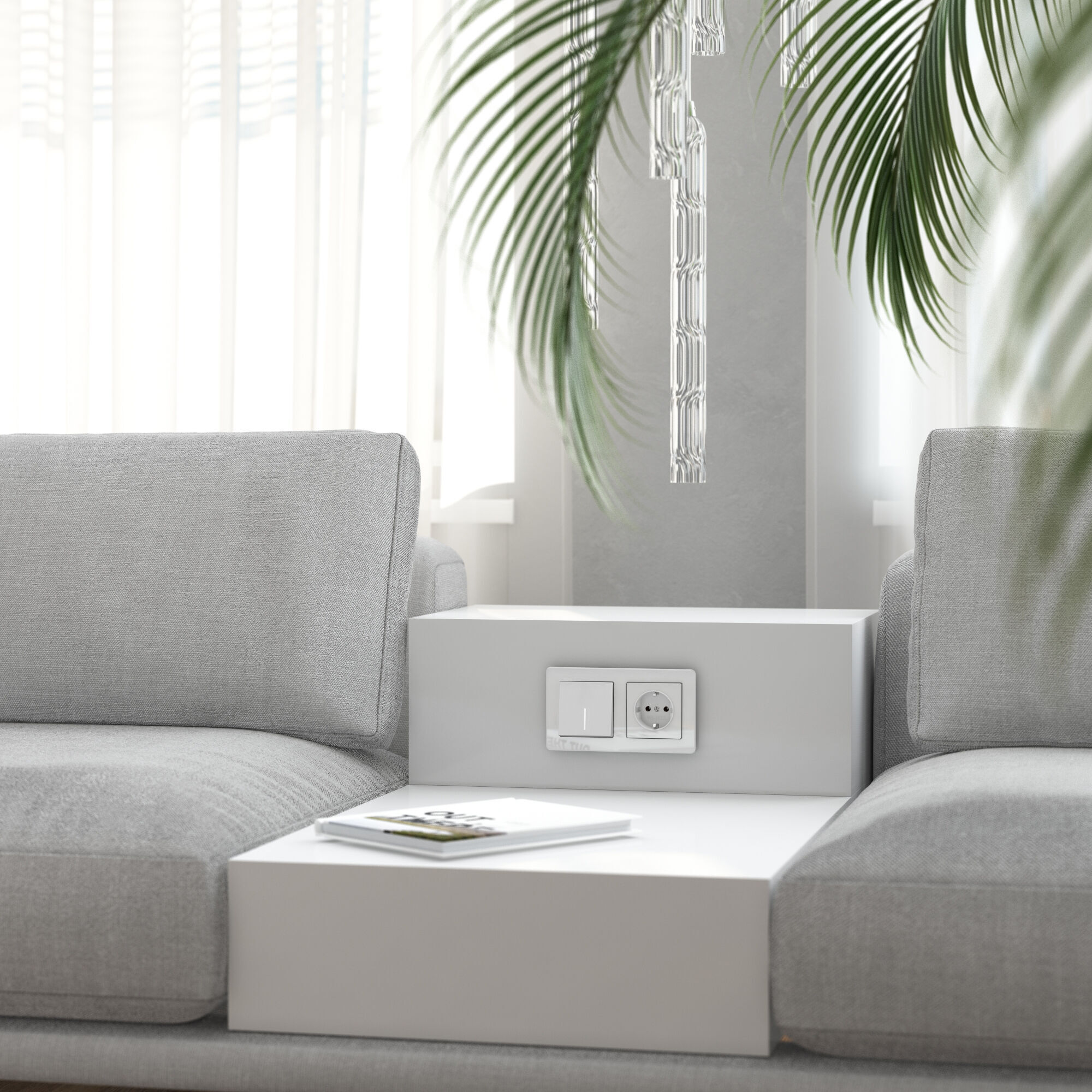 Выключатель одноклавишный проходной с подсветкой (белый акрил) Werkel