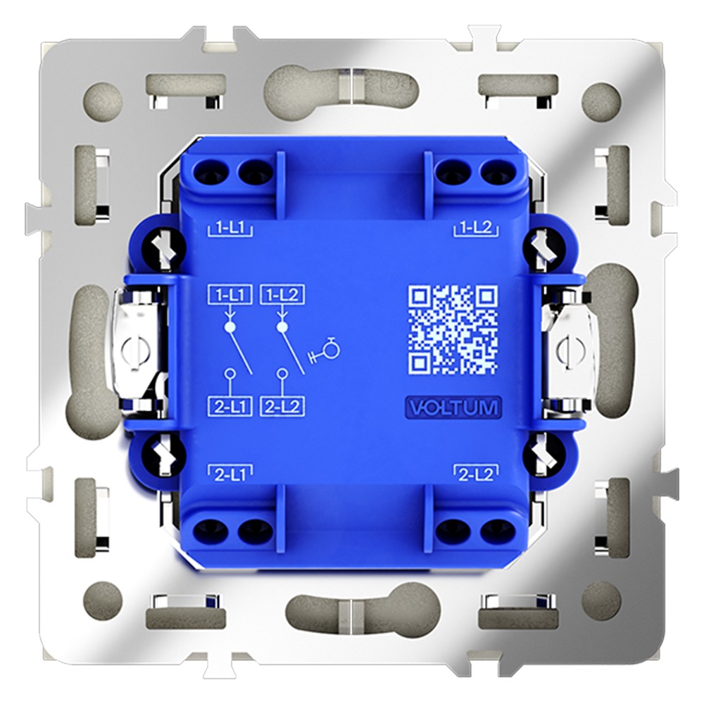 Выключатель с самовозвратом встраиваемый VOLTUM S70 двухклавишный 10А, (сталь)