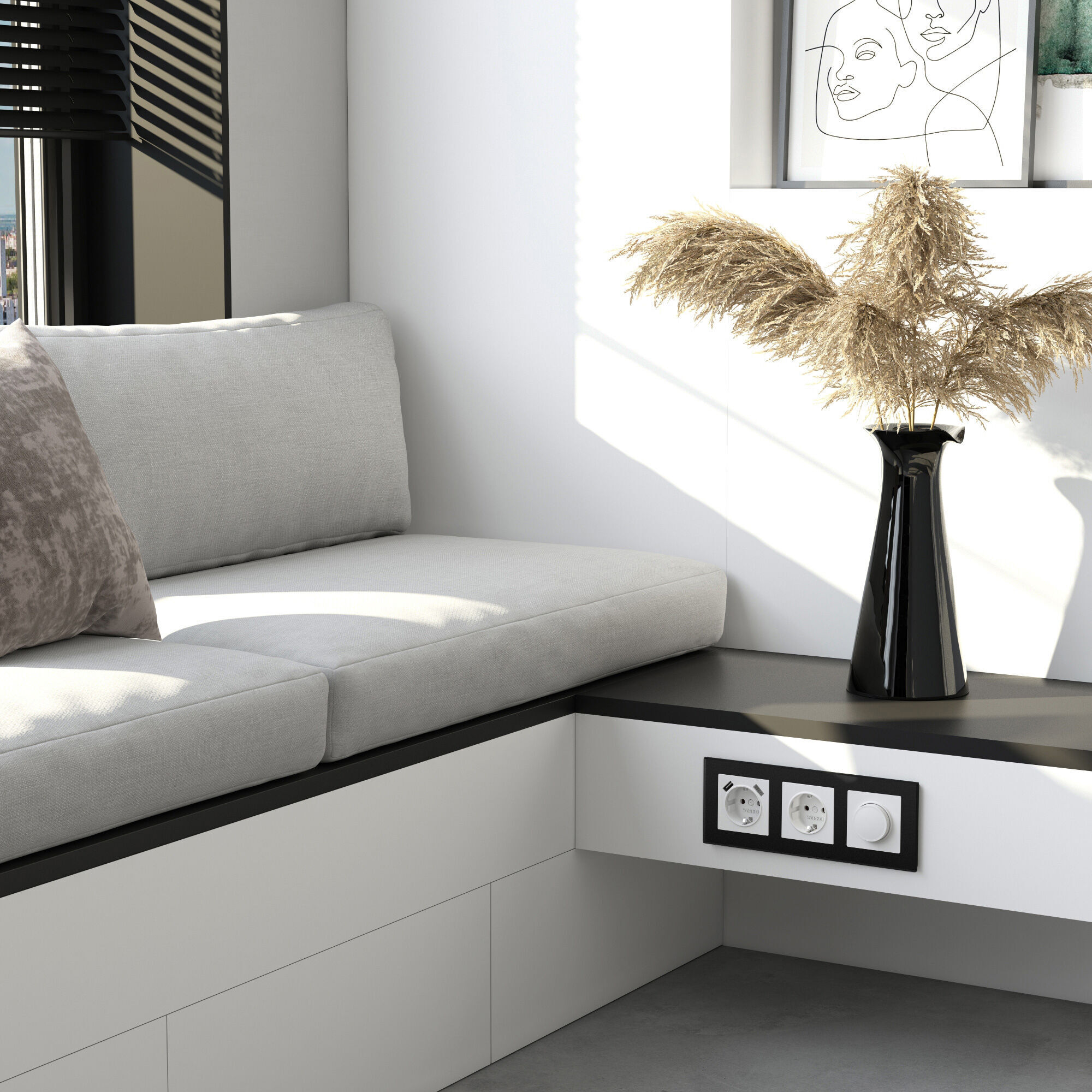 Рамка на 3 поста Senso (черный, стекло soft-touch) Werkel