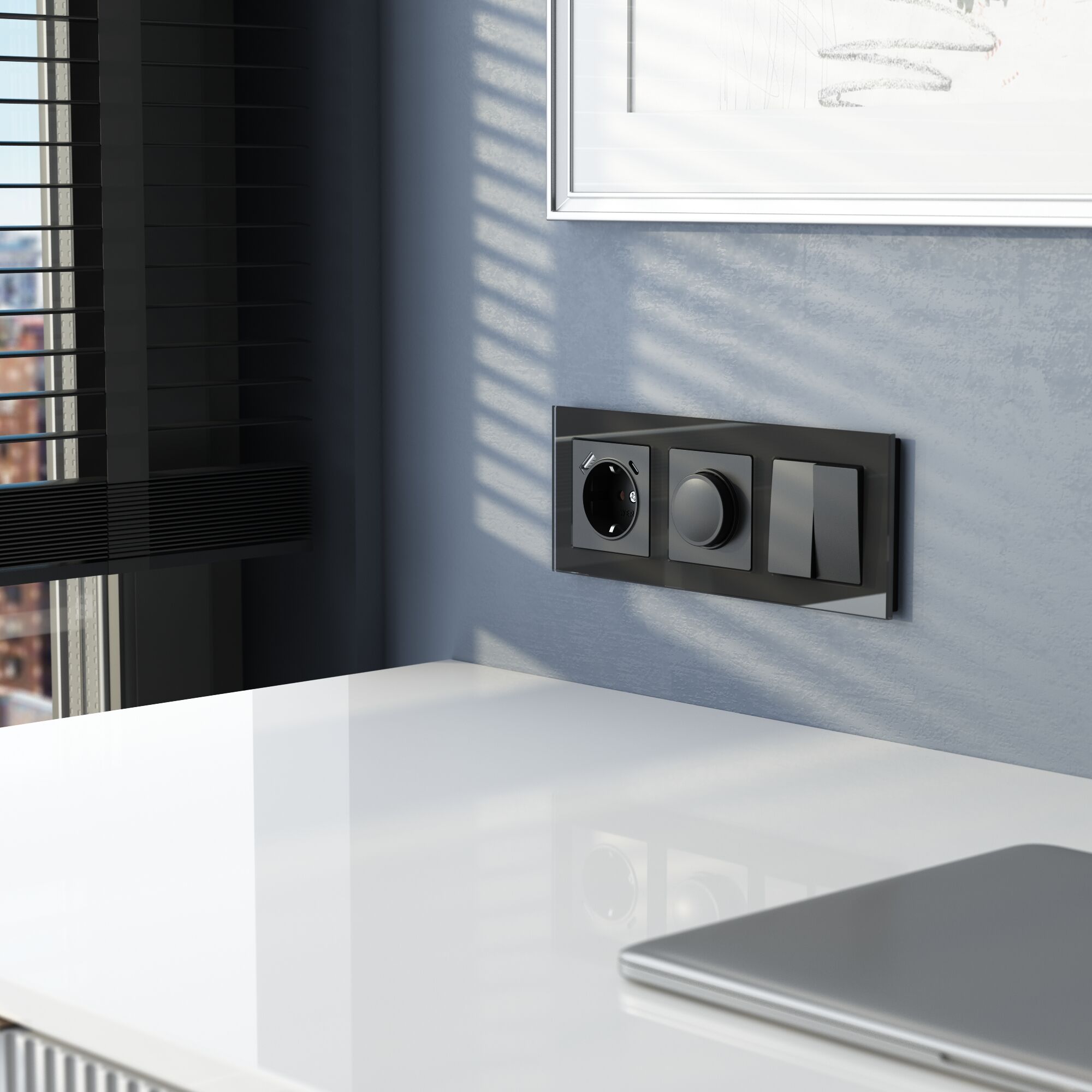 Рамка на 3 поста (черный, стекло) Werkel