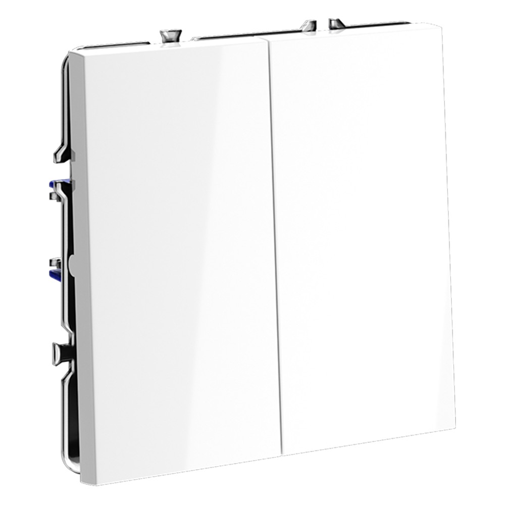 Проходной переключатель встраиваемый VOLTUM S70 двухклавишный 10А, (белый глянцевый)