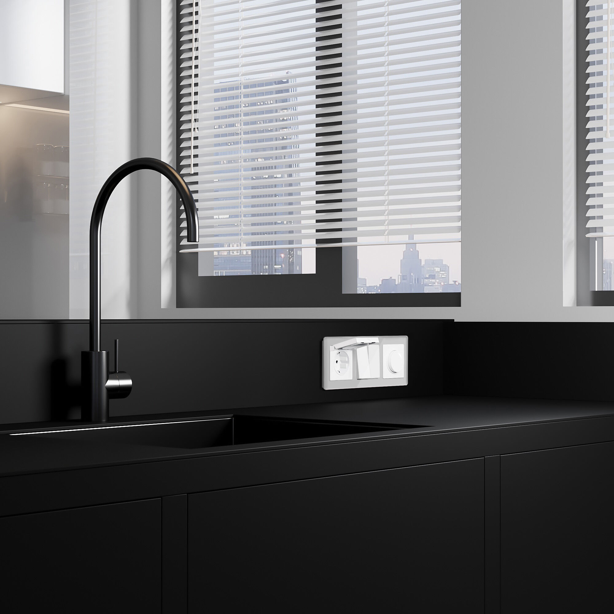 Розетка влагозащ. с зазем. с защит. крышкой и шторками N (белый глянцевый) Werkel