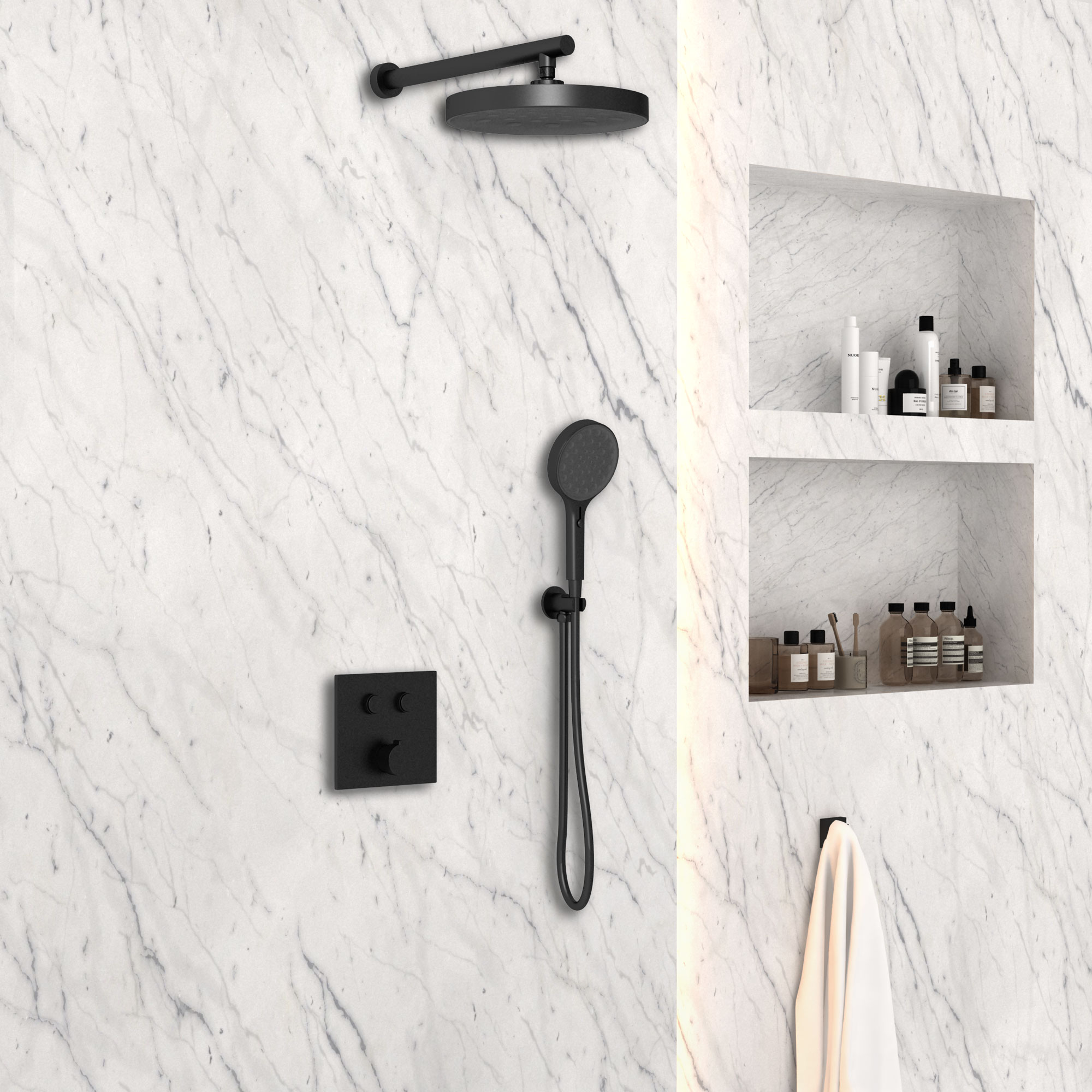 Душевая система Vincea VSFW-4I212MB встраиваемая в стену цвет черный матовый