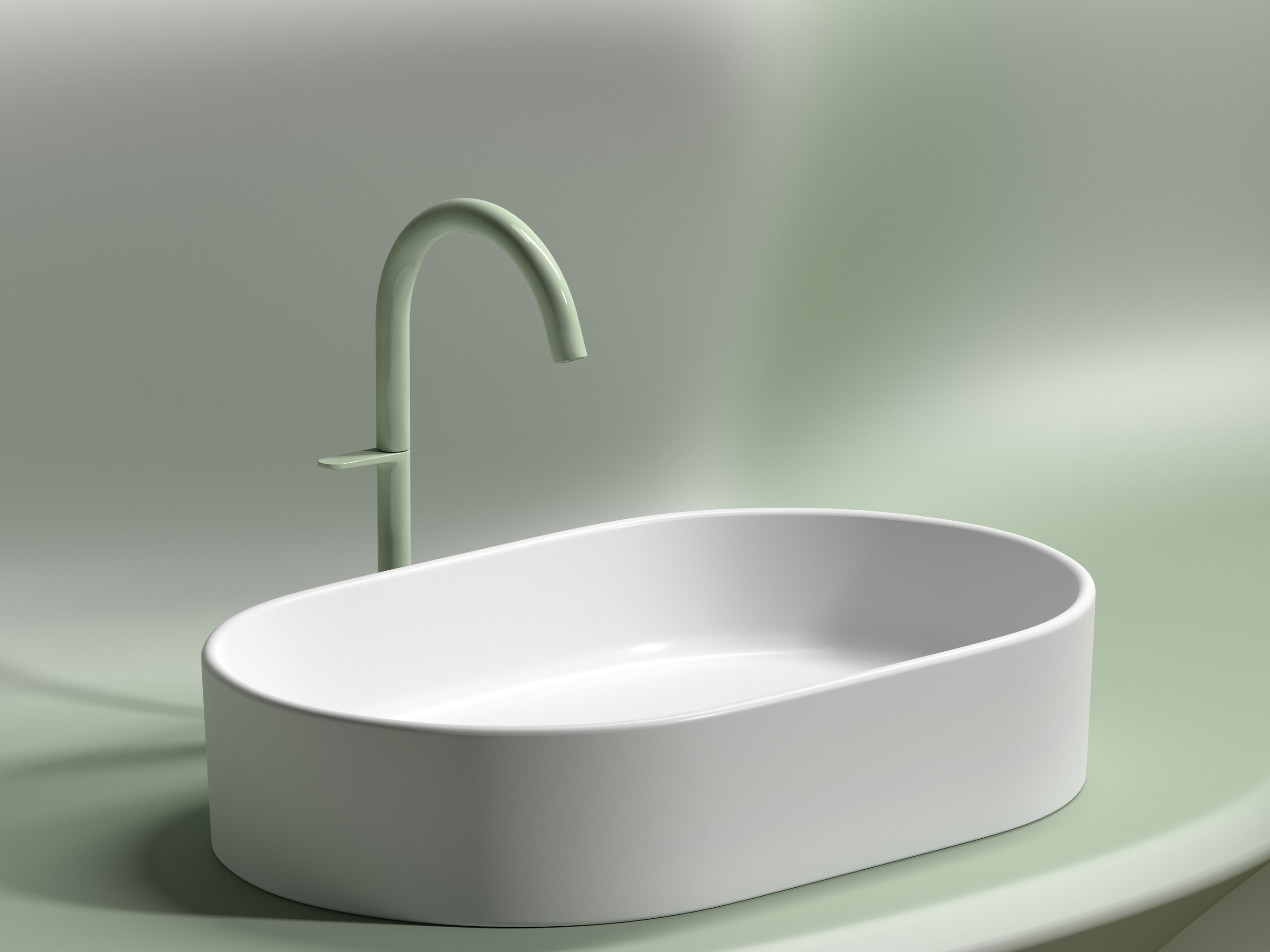 Умывальник чаша накладная овальная CN6048MW