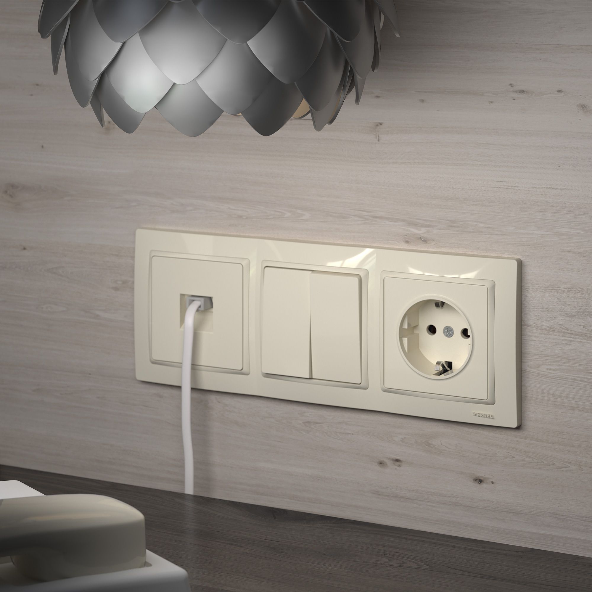 Выключатель двухклавишный (слоновая кость) Werkel