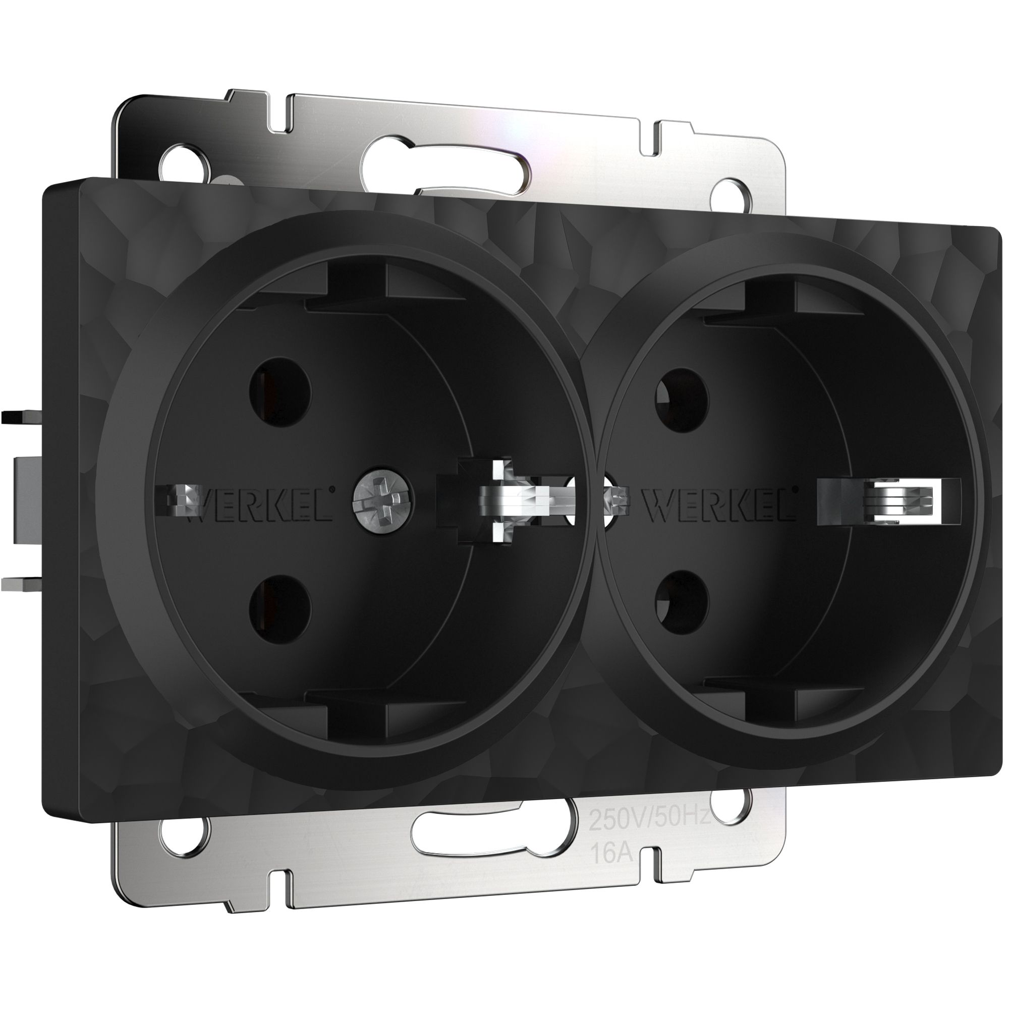 Розетка двойная с заземлением (черный) Werkel