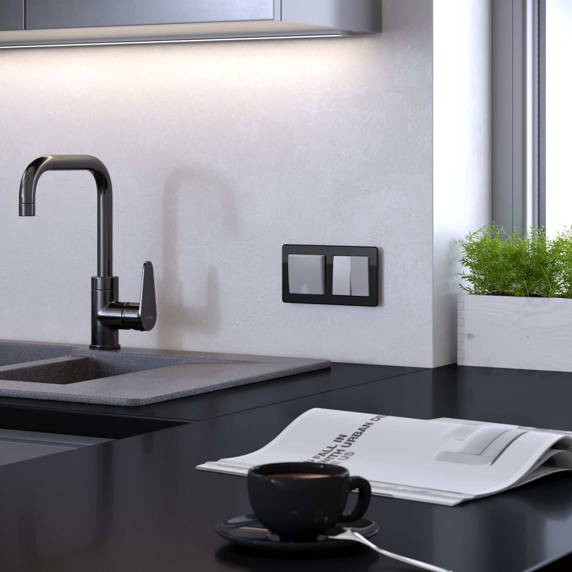 Рамка на 2 поста Acrylic черный Werkel