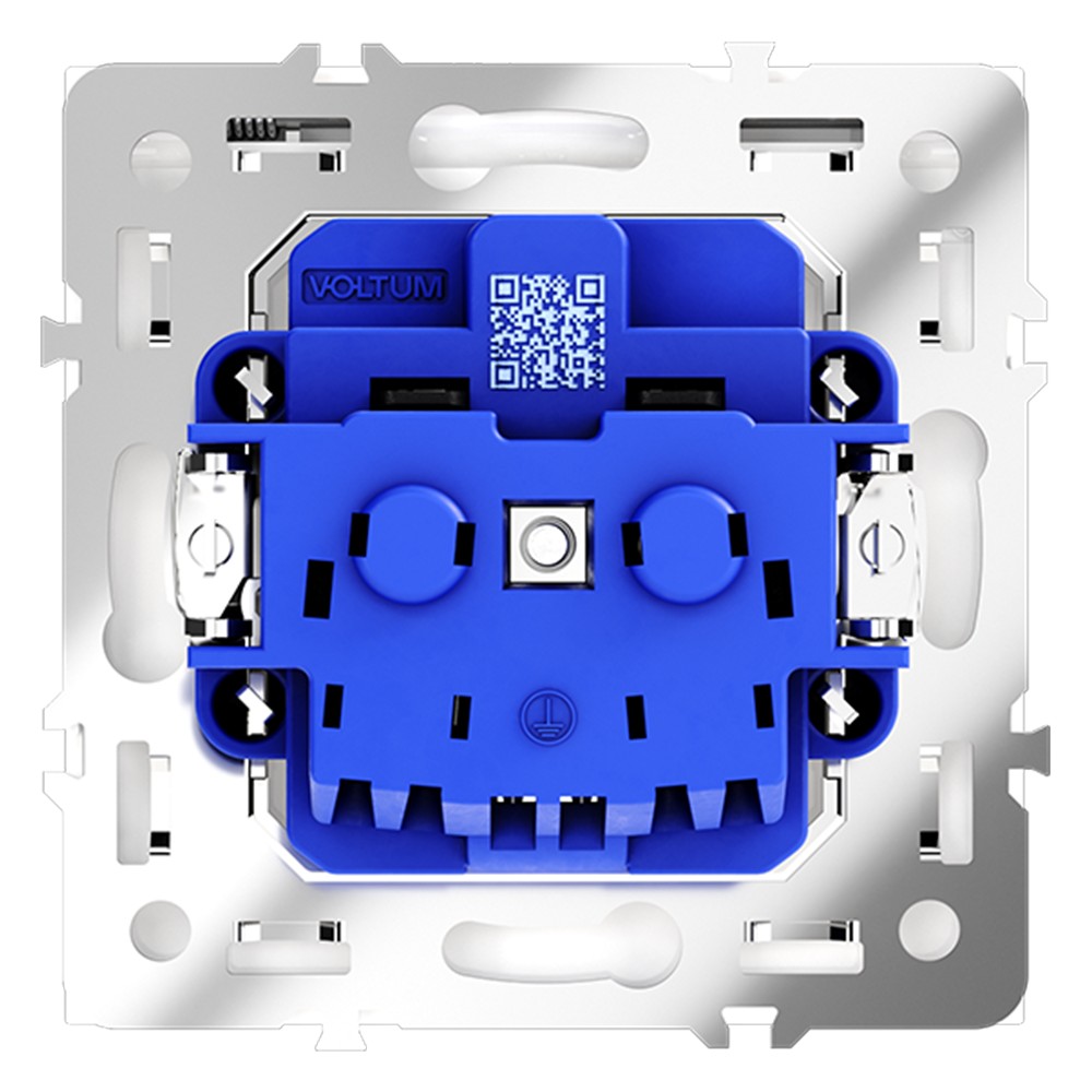 Розетка встраиваемая VOLTUM S70 с заземлением, защитными шторками и крышкой 16А, (белый глянцевый)