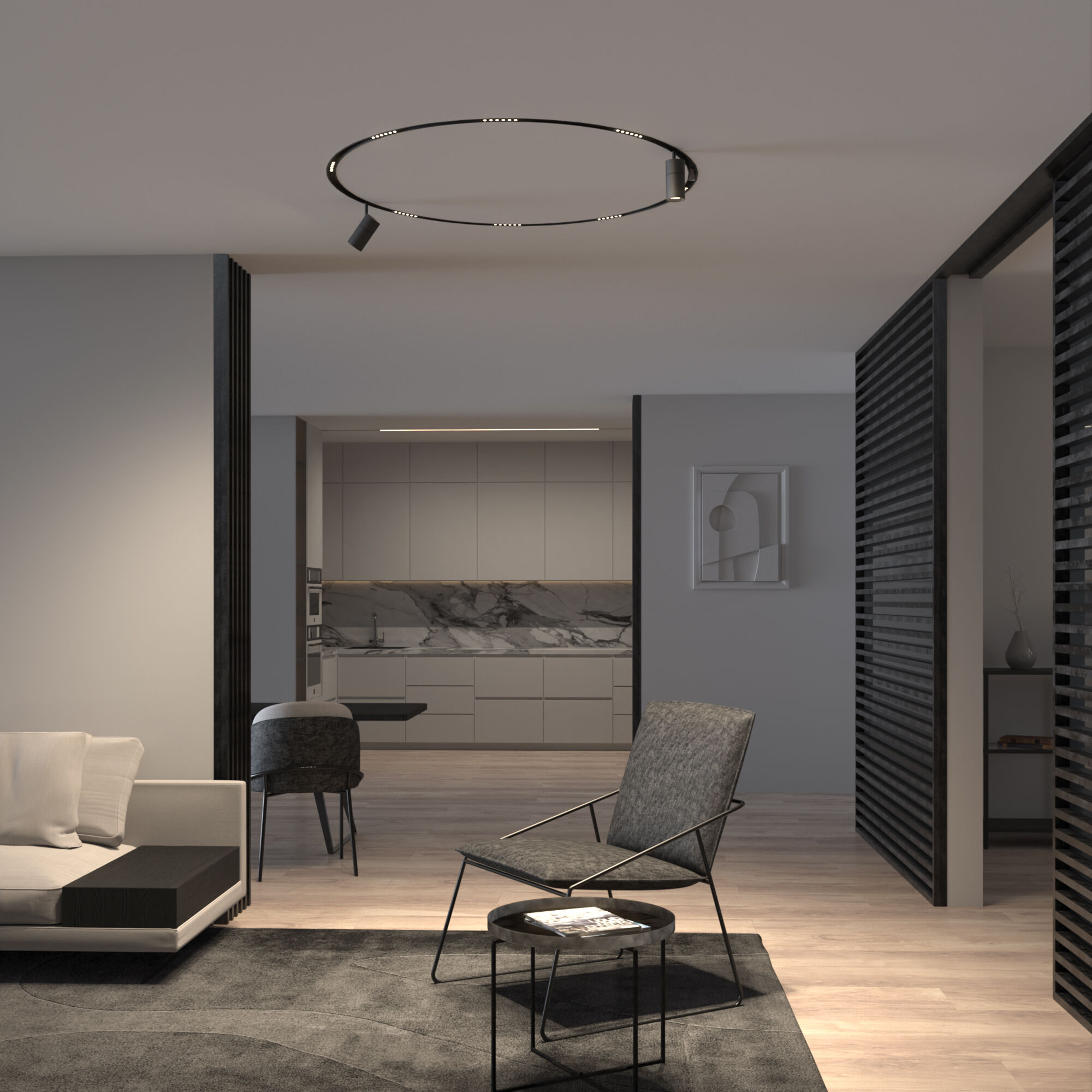 Slim Magnetic Трековый поворотный светильник для радиусного шинопровода 20W 4200K Comfi чёрный Ø 1200мм