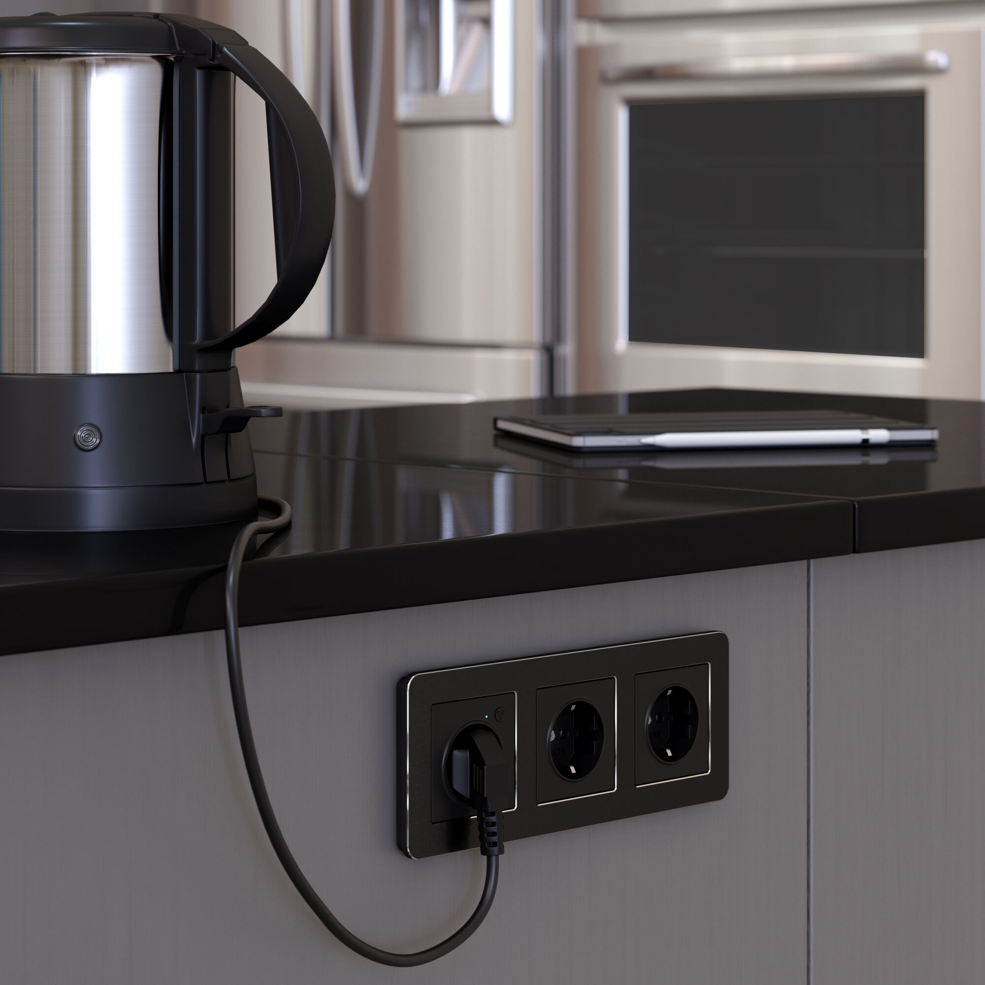 Рамка на 3 поста Platinum черный алюминий Werkel