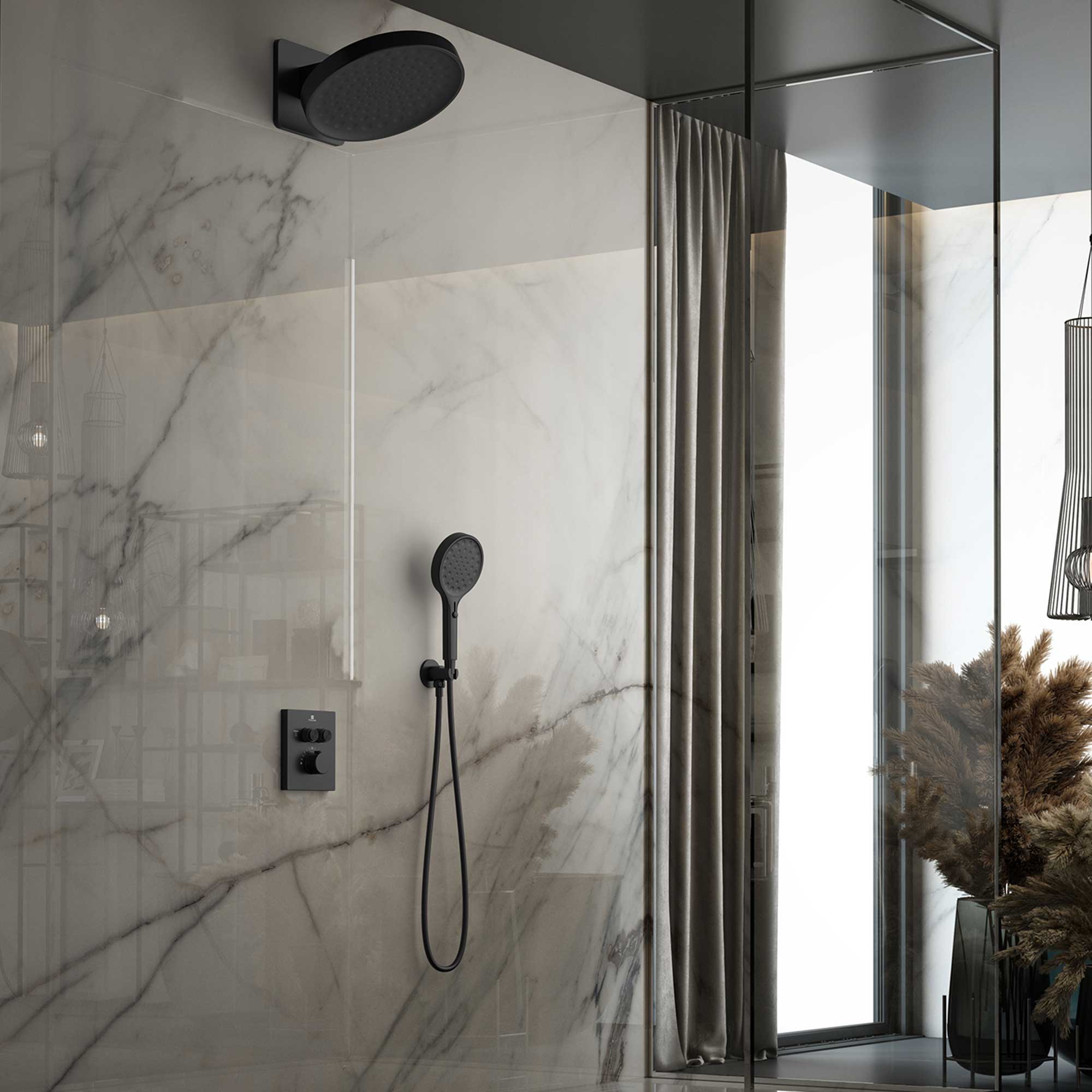 Душевая система Vincea Inspire VSFW-3I21MT3MB встраиваемая в стену цвет черный матовый