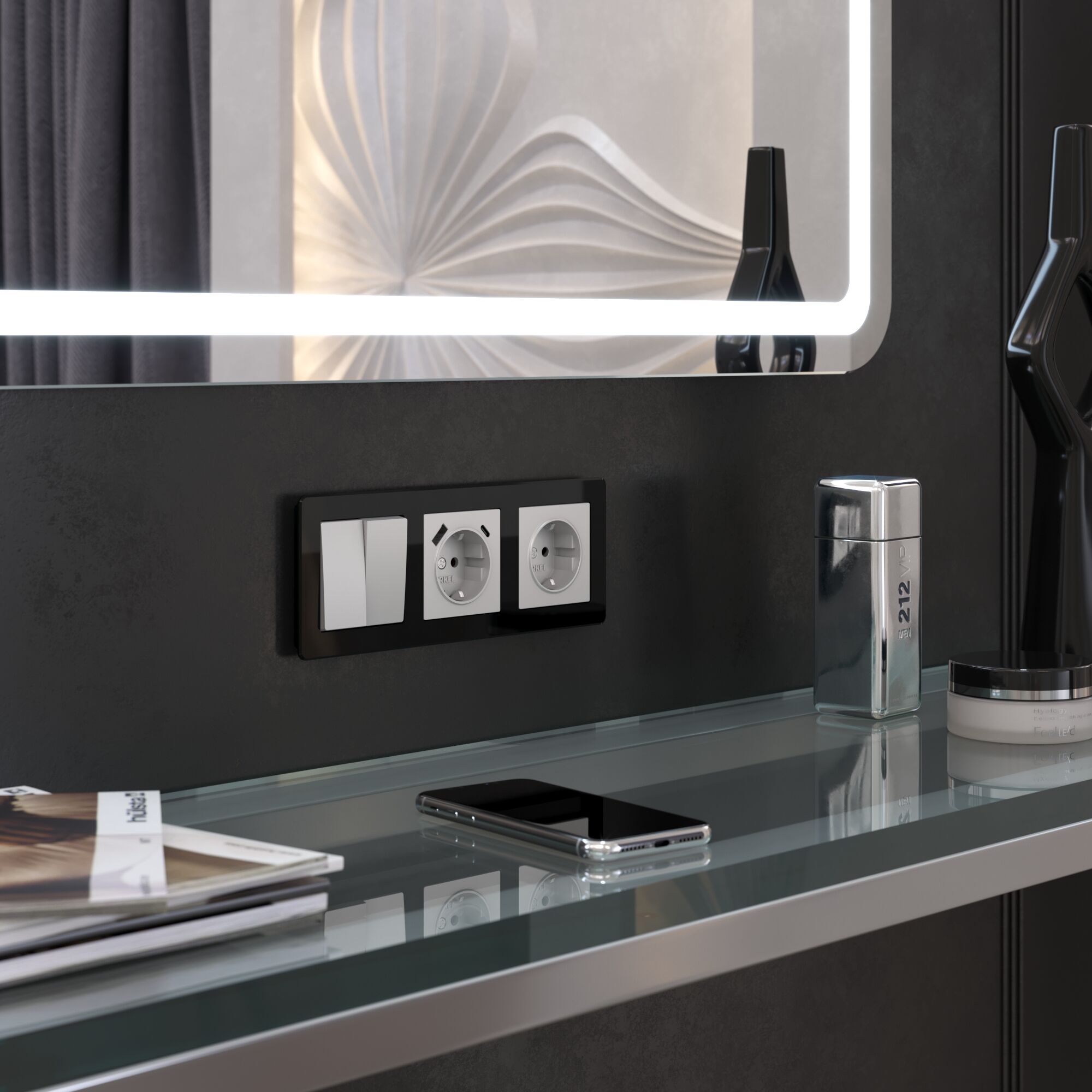 Рамка на 3 поста Acrylic черный Werkel