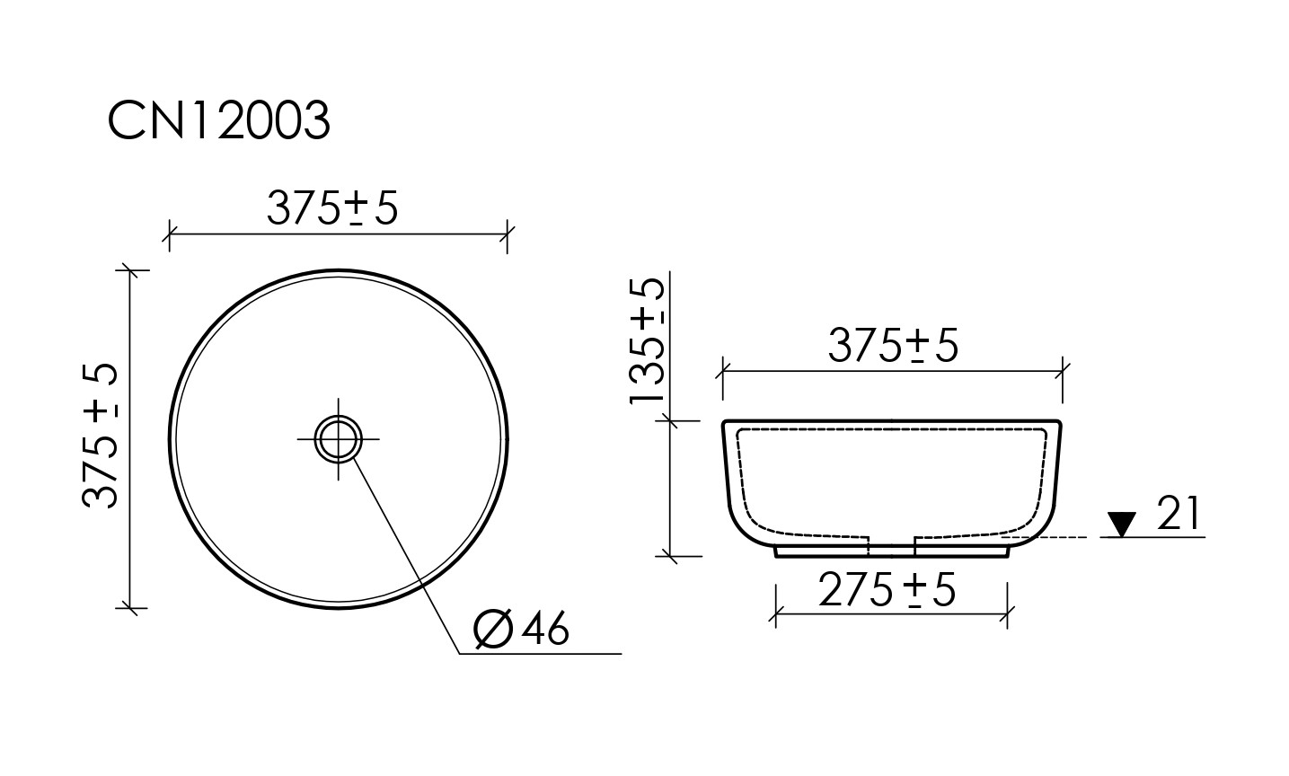 Раковина накладная CN12003MB