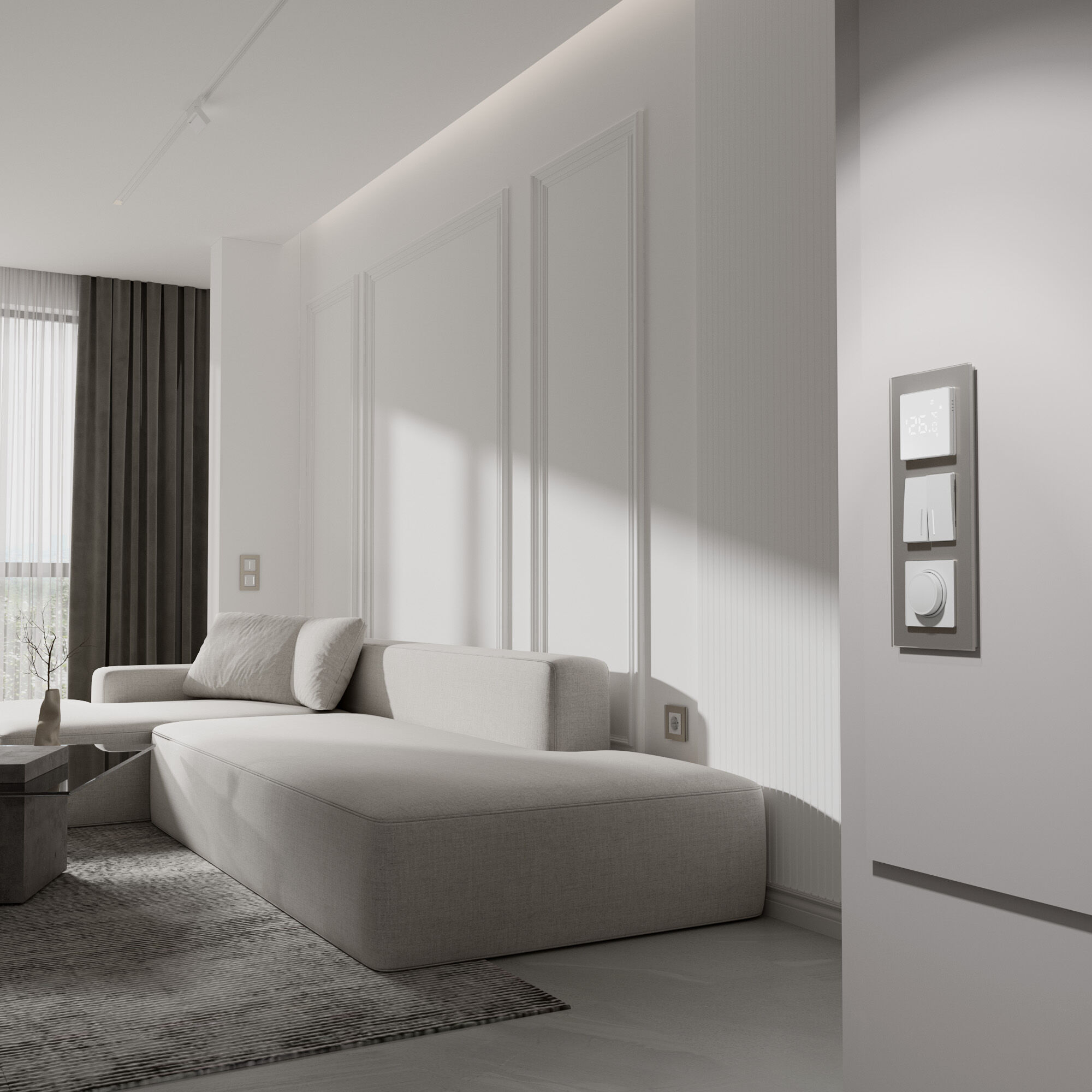 Рамка на 3 пост Senso (дымчатый, стекло soft-touch) Werkel