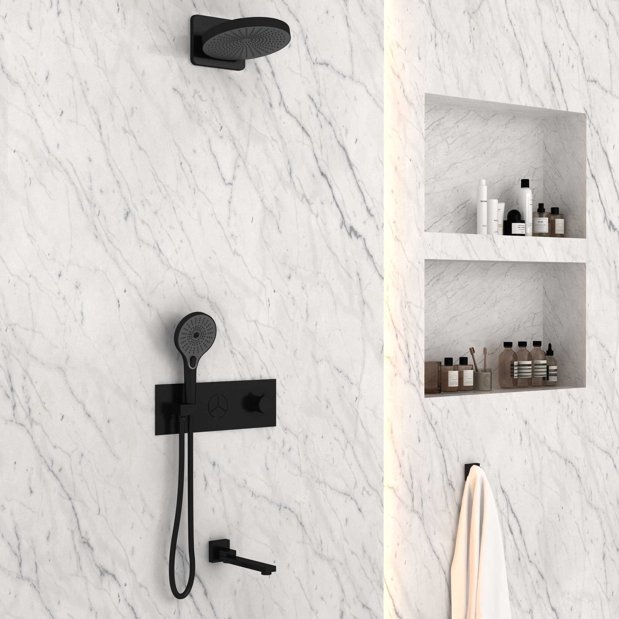 Душевая система Vincea VSFW-432TI1MB встраиваемая в стену цвет черный матовый