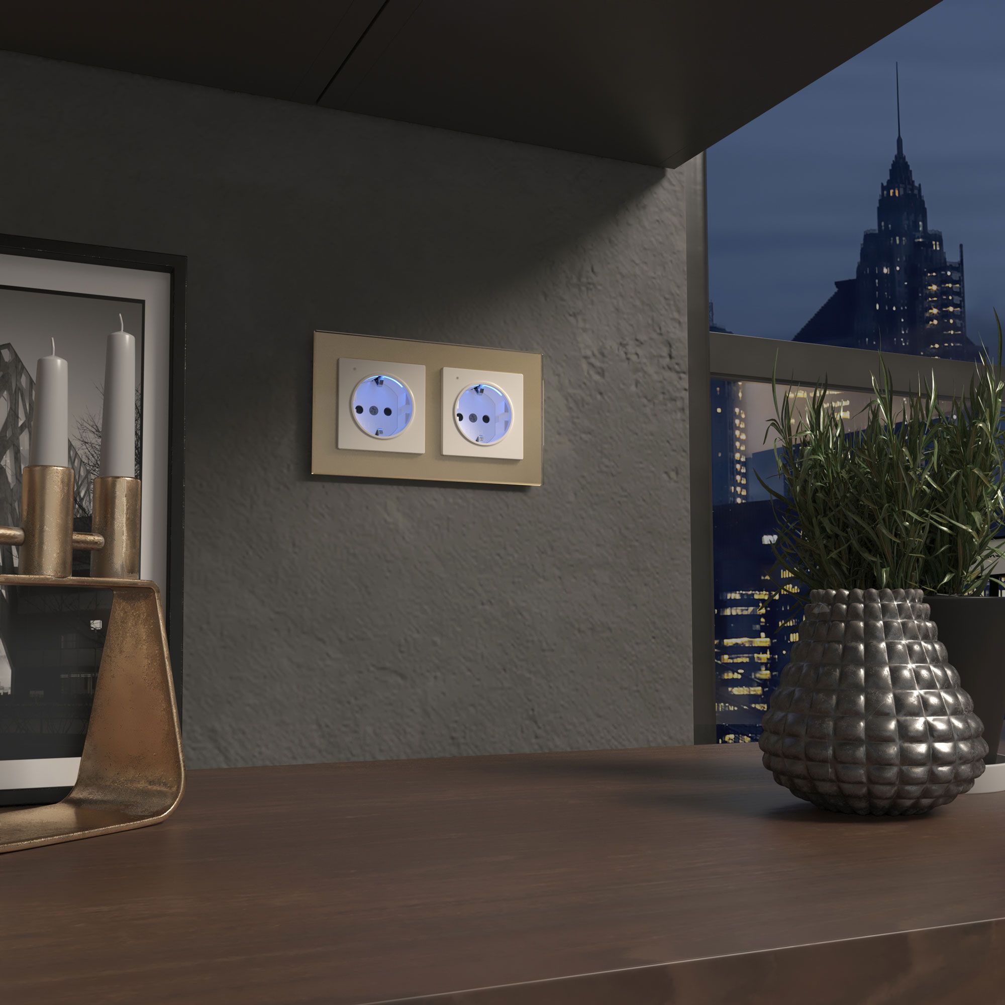 Розетка с подсветкой (слоновая кость) Werkel