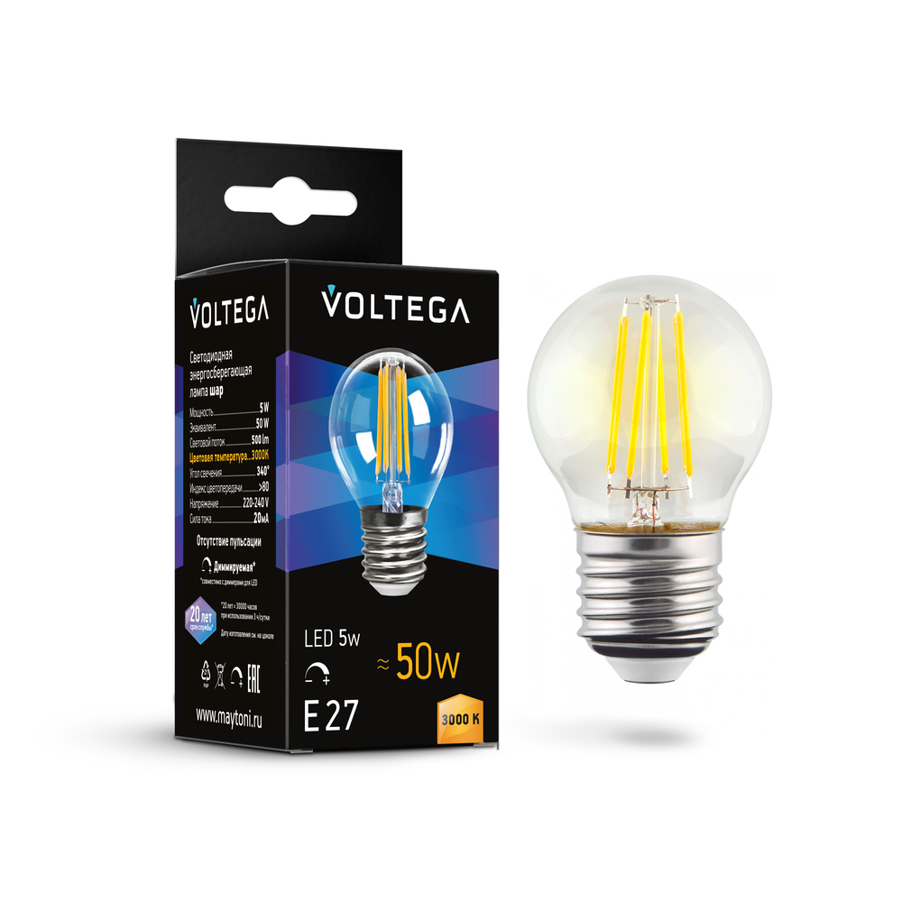 Светодиодная лампа Crystal Globe 5W 3000K E27 DIM