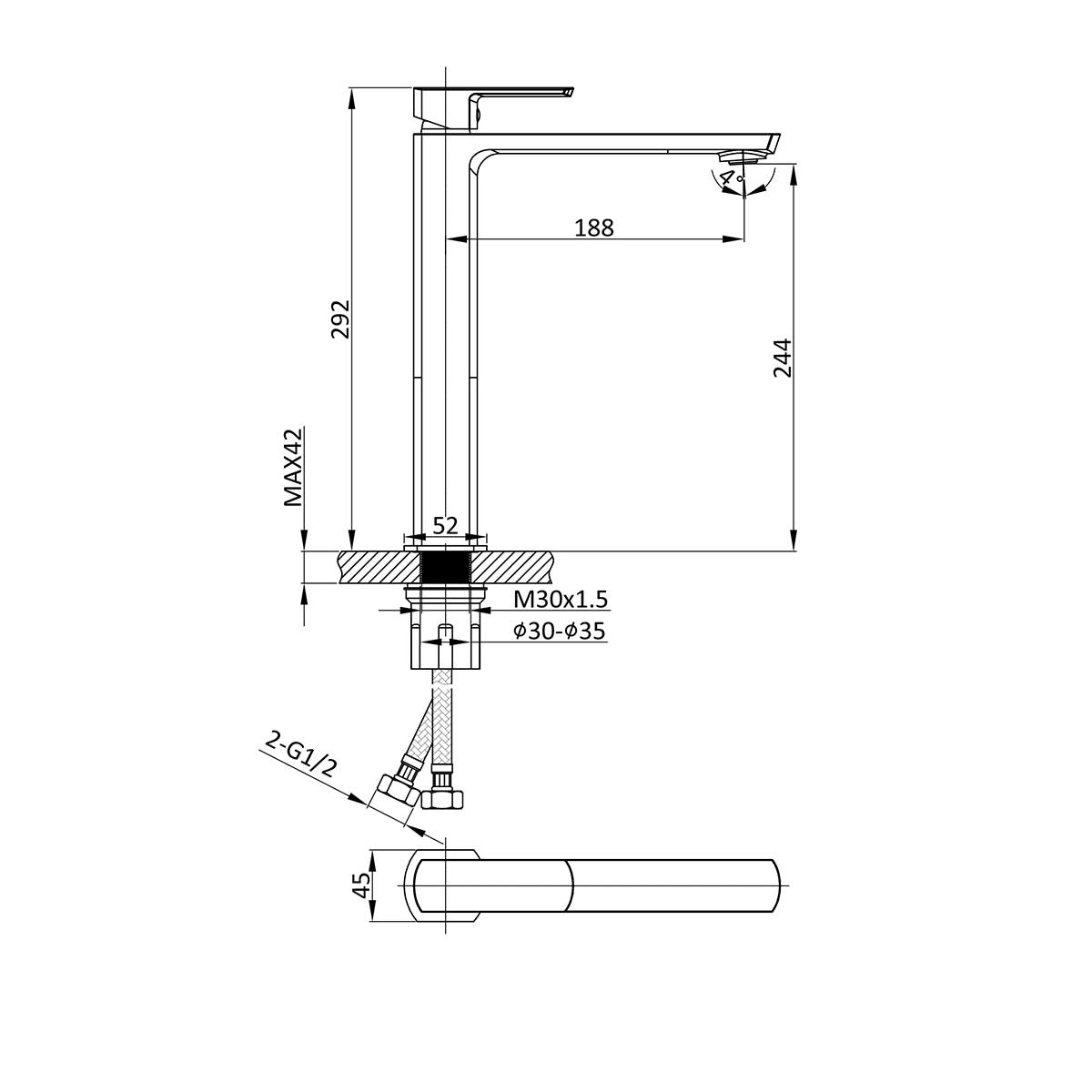 Смеситель Vincea Next VBF-1N2BG на столешницу брашированное золото