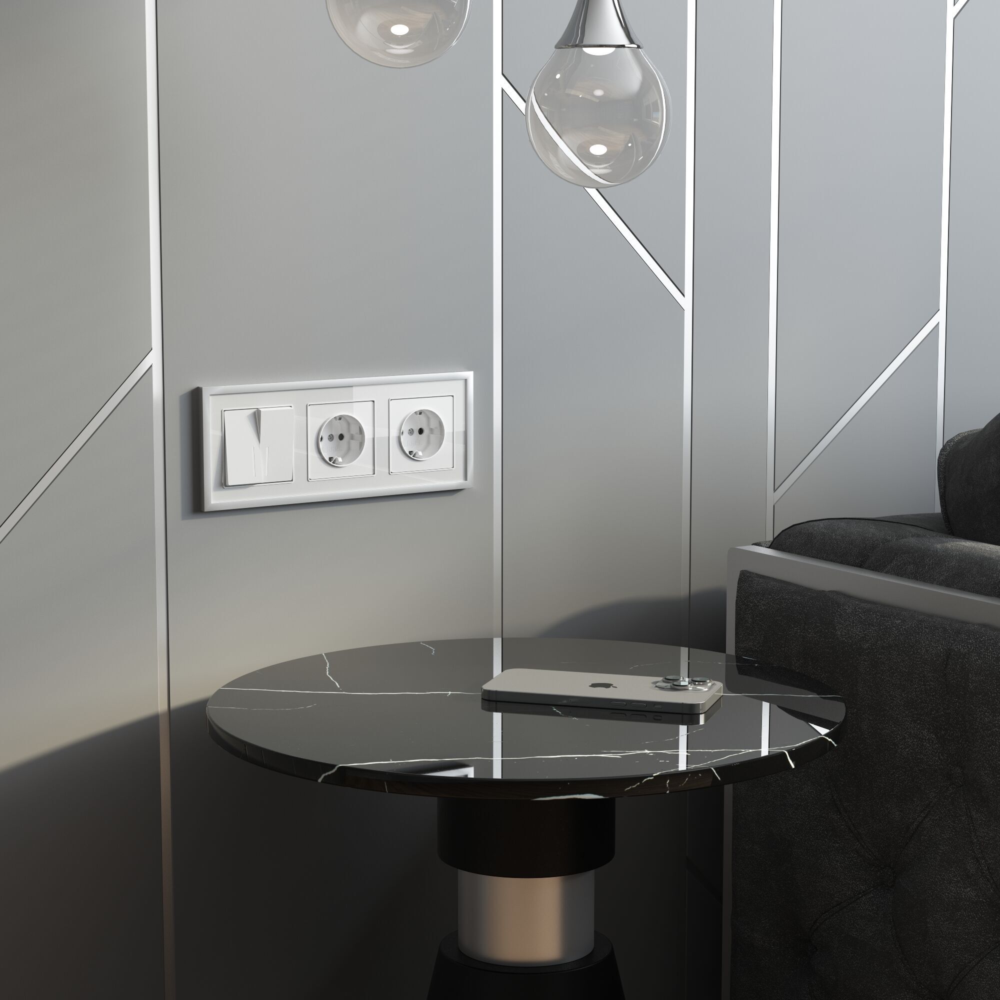 Розетка с заземлением (белый акрил) Werkel