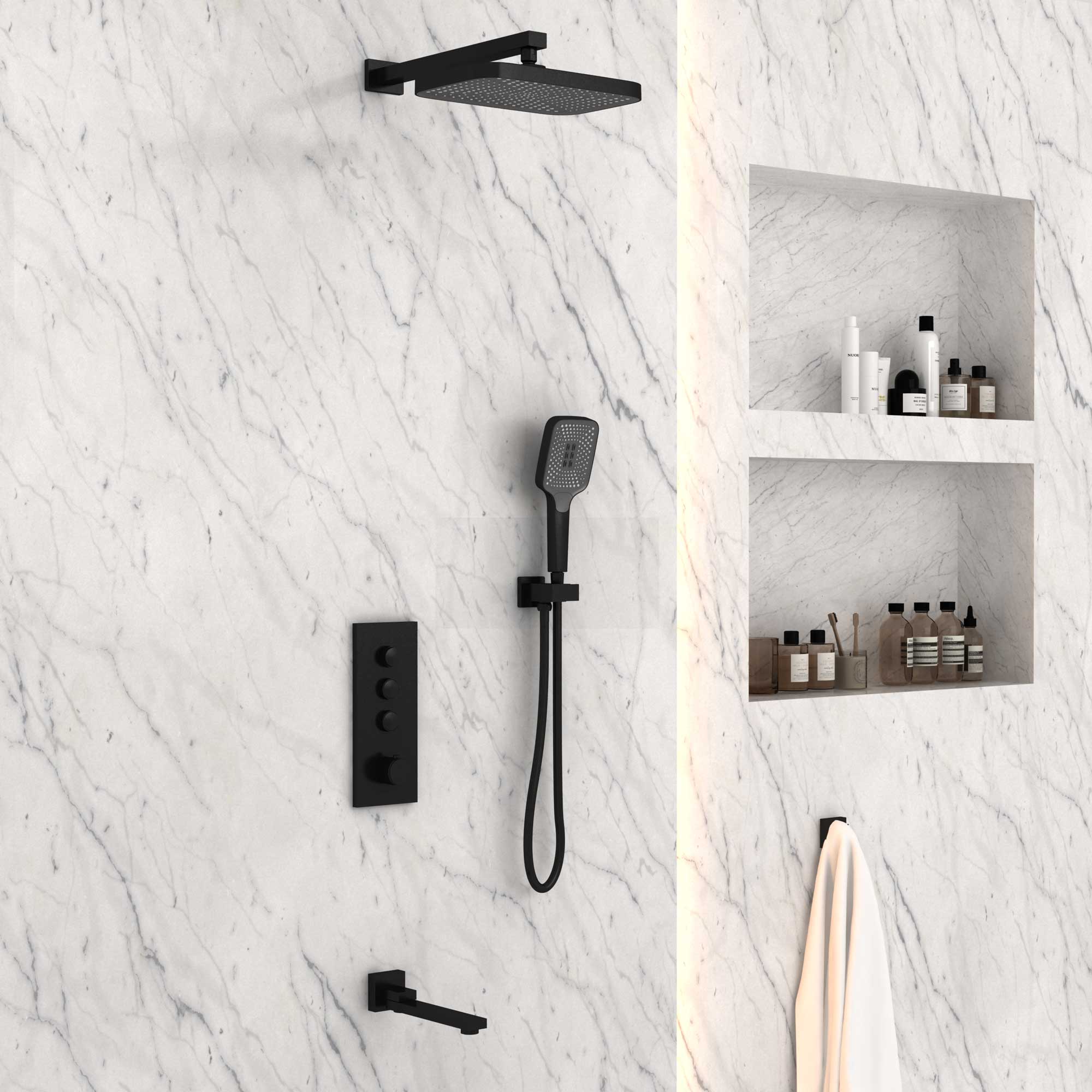 Душевая система Vincea VSFW-433T1MB встраиваемая в стену цвет черный матовый