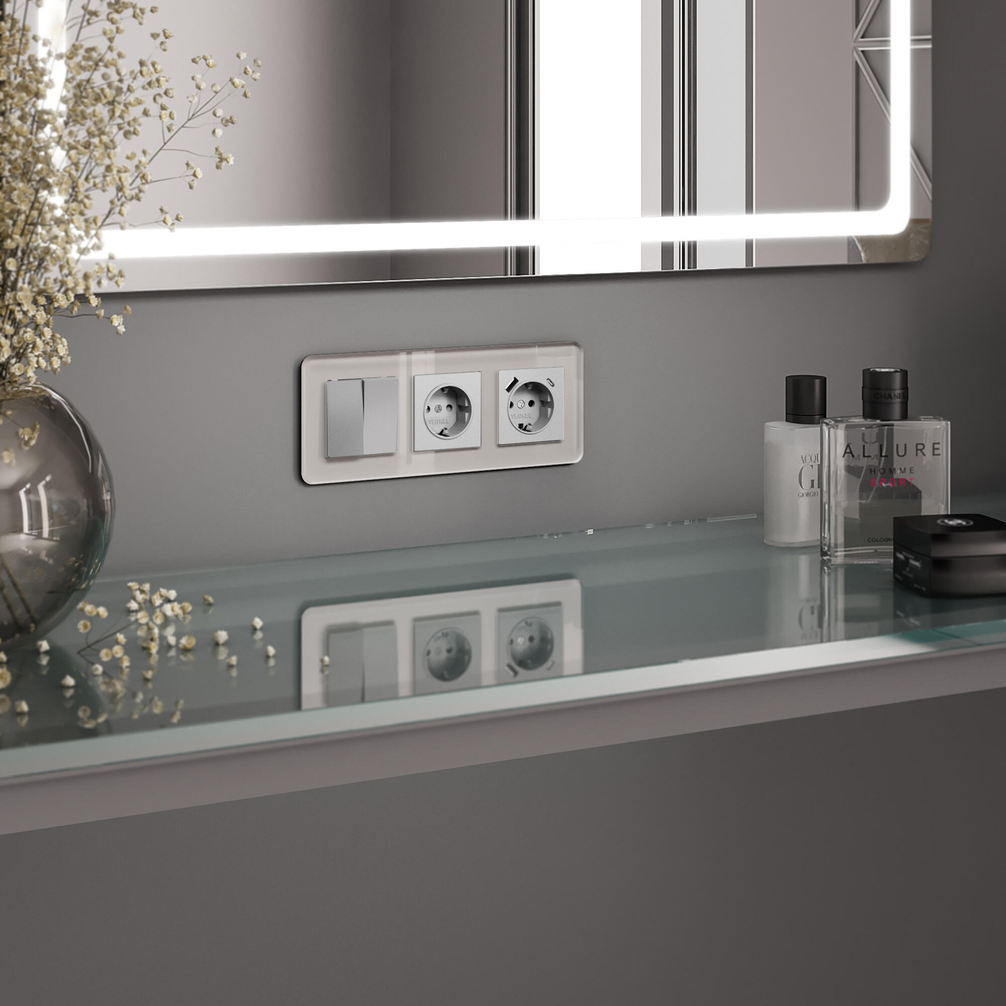 Рамка из стекла на 3 поста Elite дымчатый Werkel