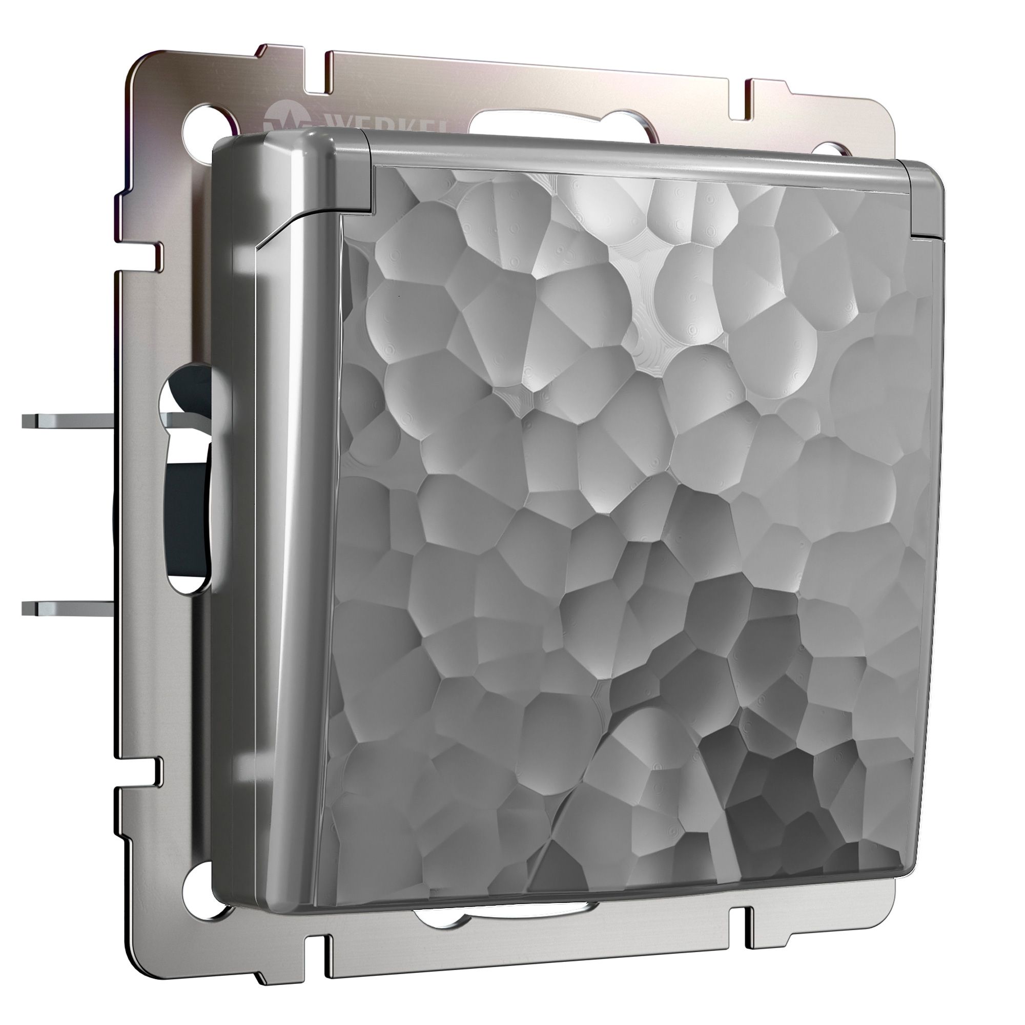 Розетка влагозащ. с зазем. с защит. крышкой и шторками (серебряный) Werkel