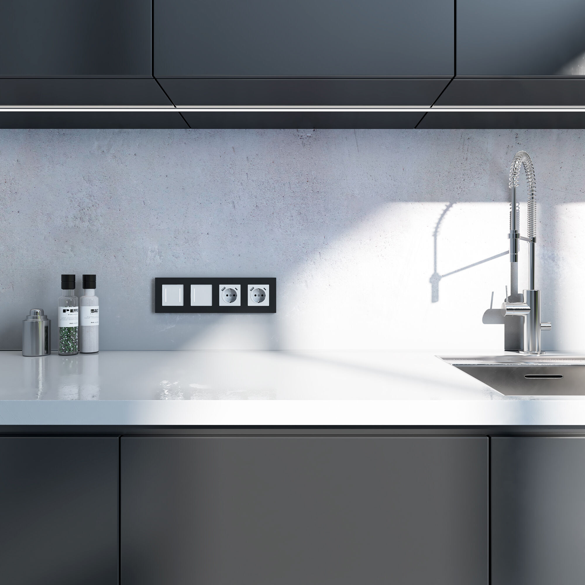 Рамка на 4 поста Slab (черный софт) Werkel