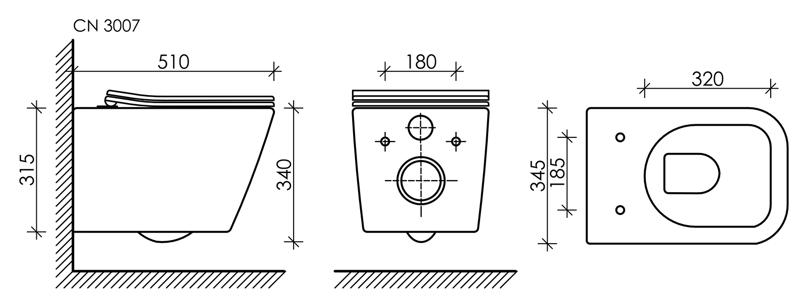 Подвесной унитаз Metric Rimless CN3007MB