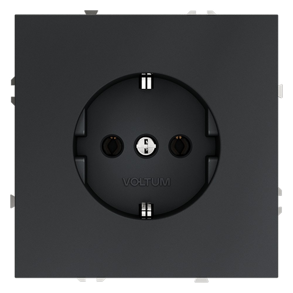 Розетка встраиваемая VOLTUM S70 с заземлением 16А, (графит)