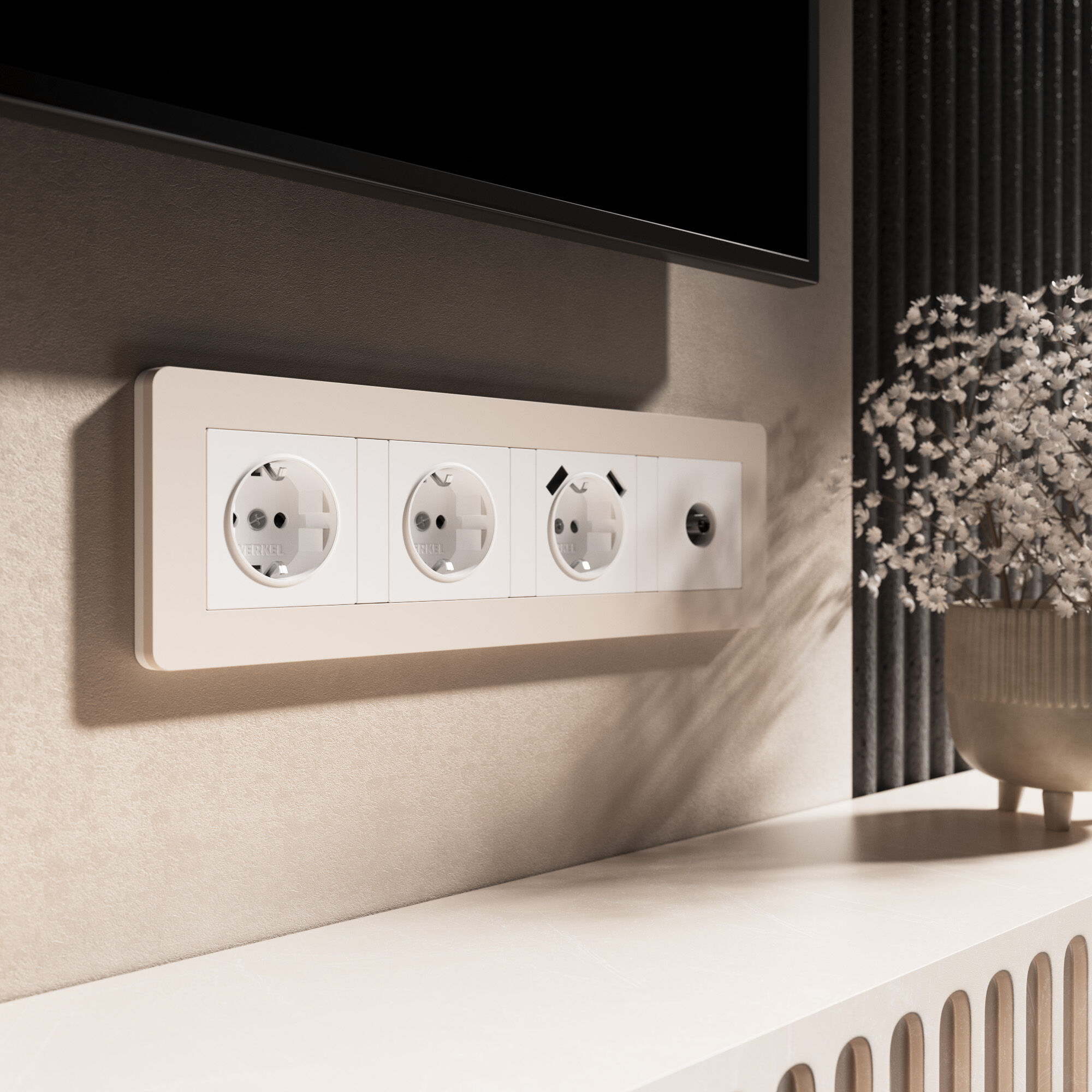 Рамка на 4 поста Split (айвори/белый, soft-touch) Werkel