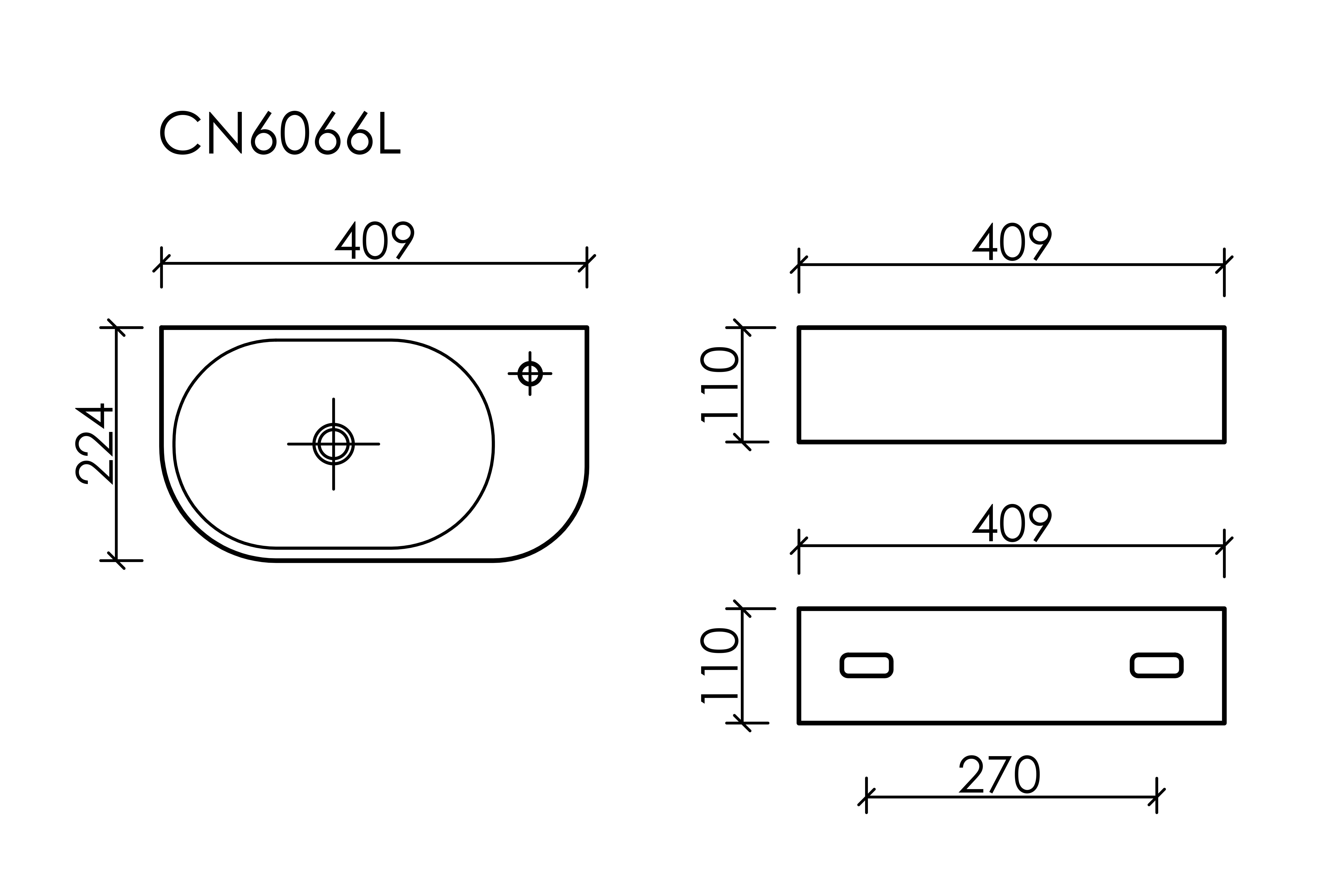 Умывальник подвесной прямоугольный CN6066L