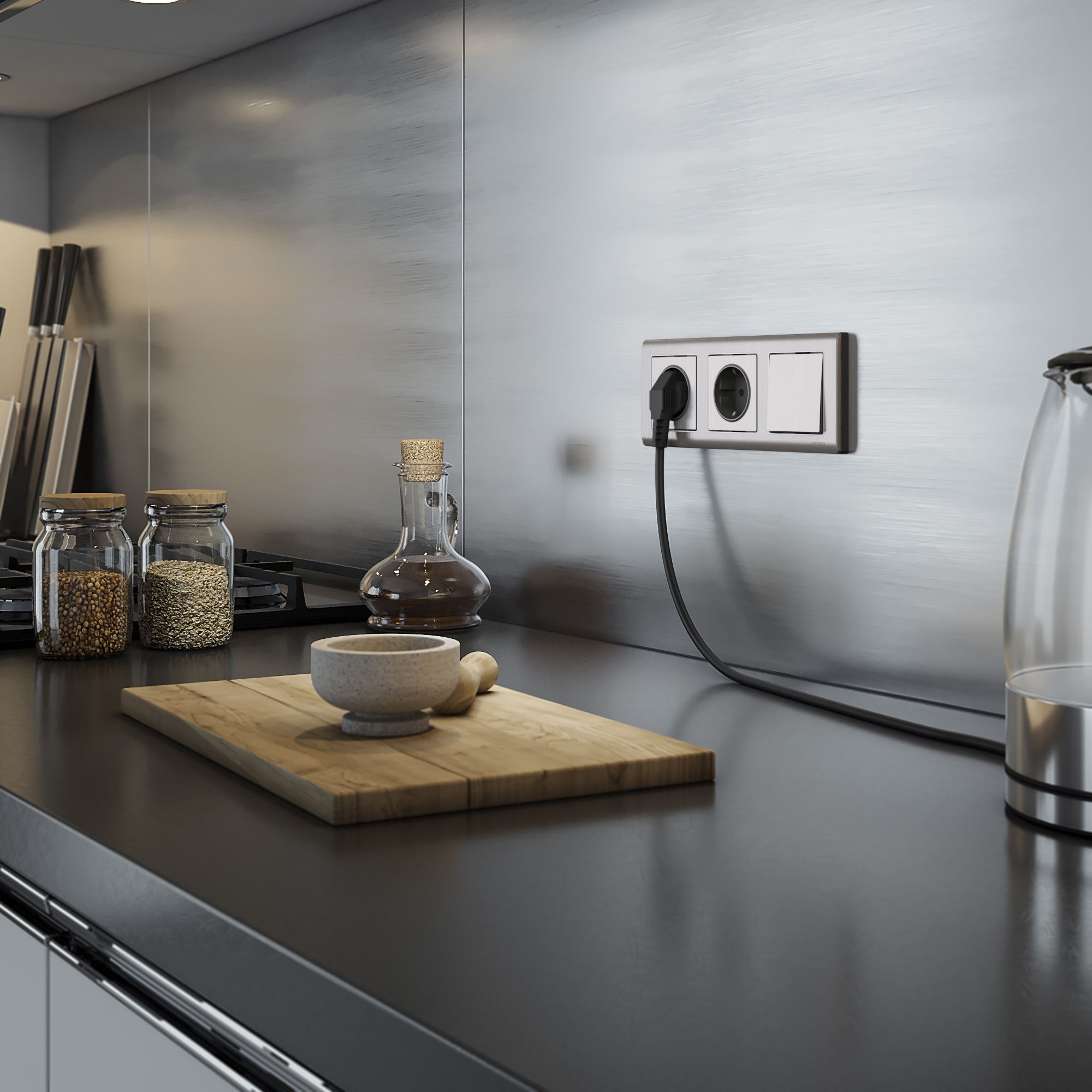 Выключатель одноклавишный проходной (глянцевый никель) Werkel