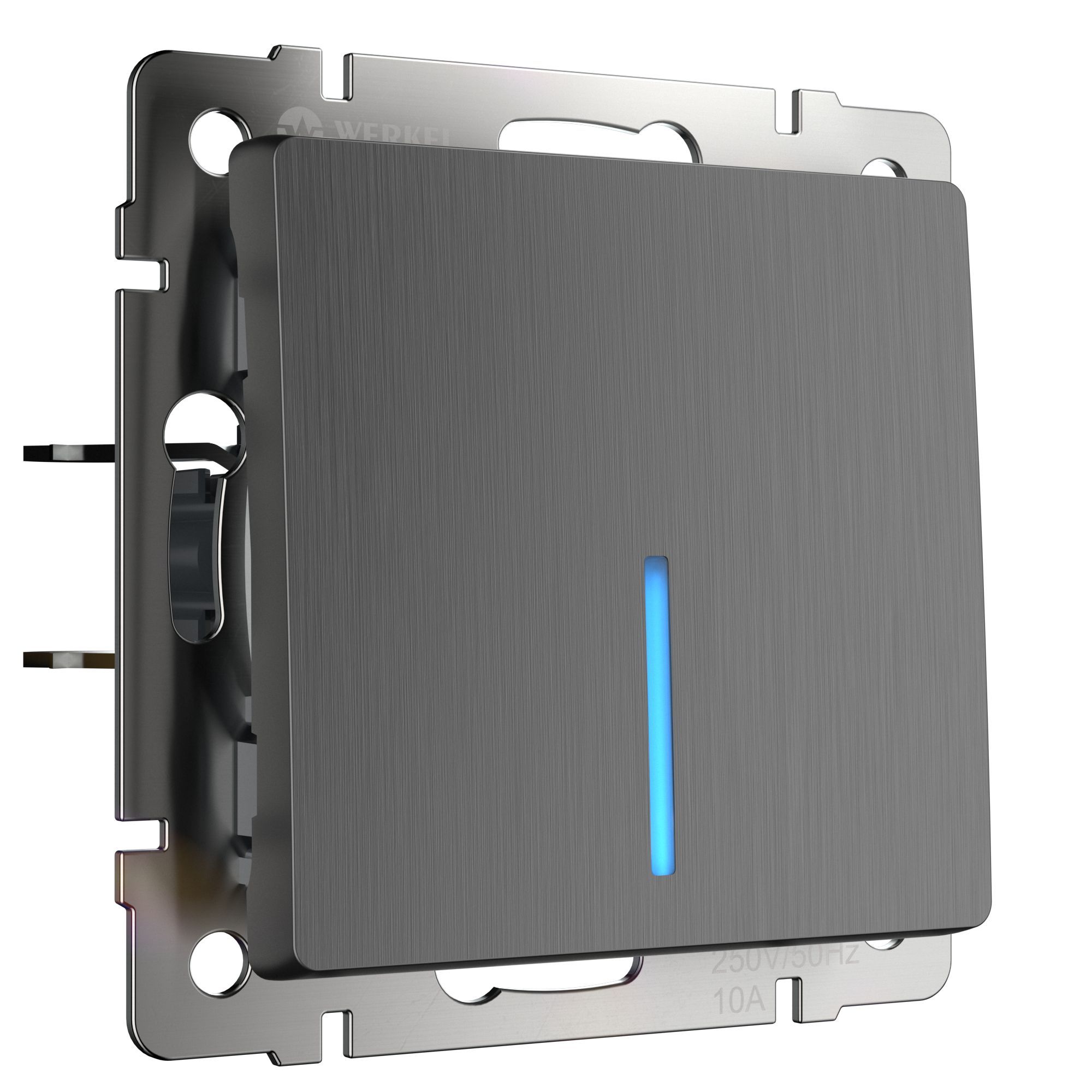 Выключатель одноклавишный с подсветкой (графит рифленый) Werkel