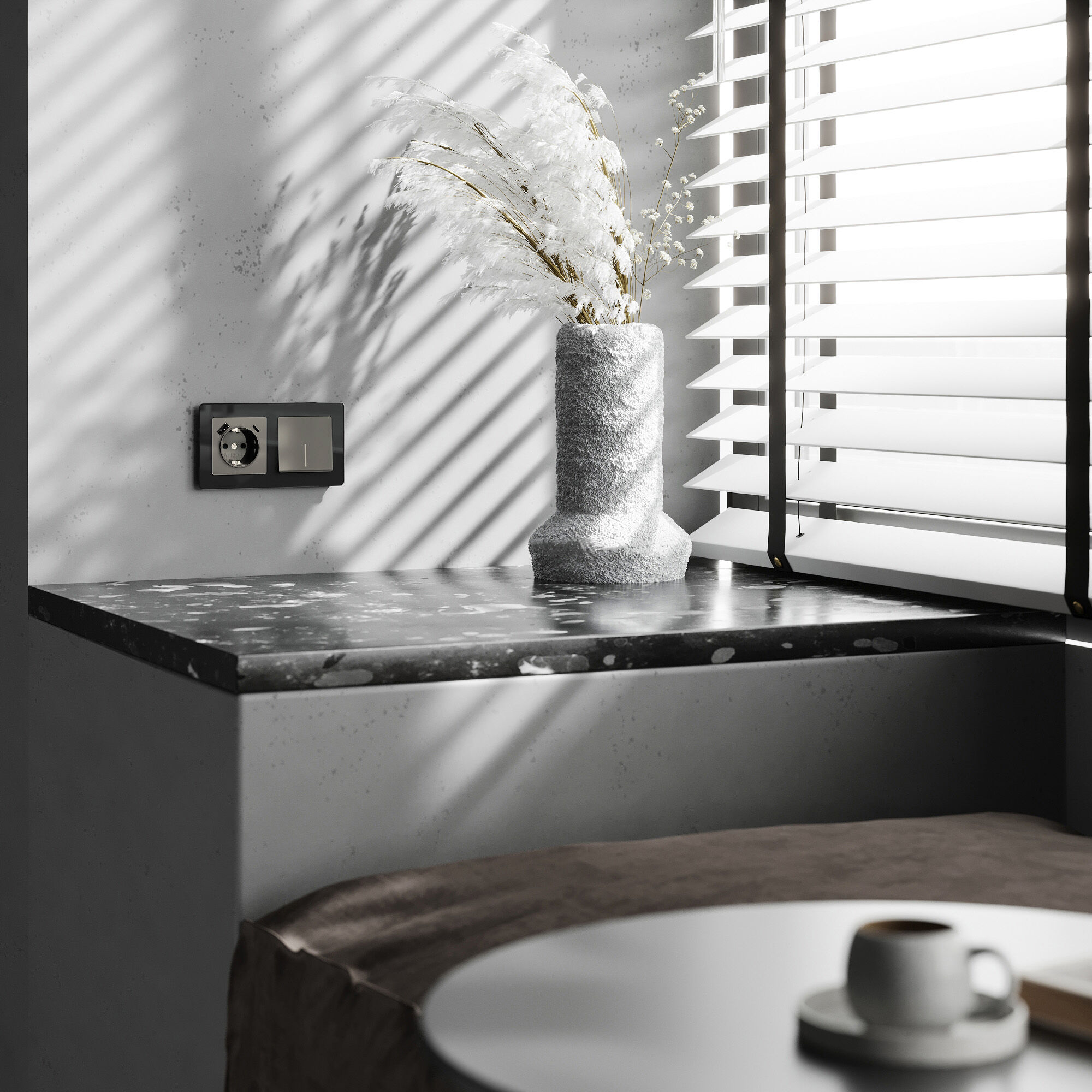 Выключатель одноклавишный проходной с подсветкой (графит акрил) Werkel