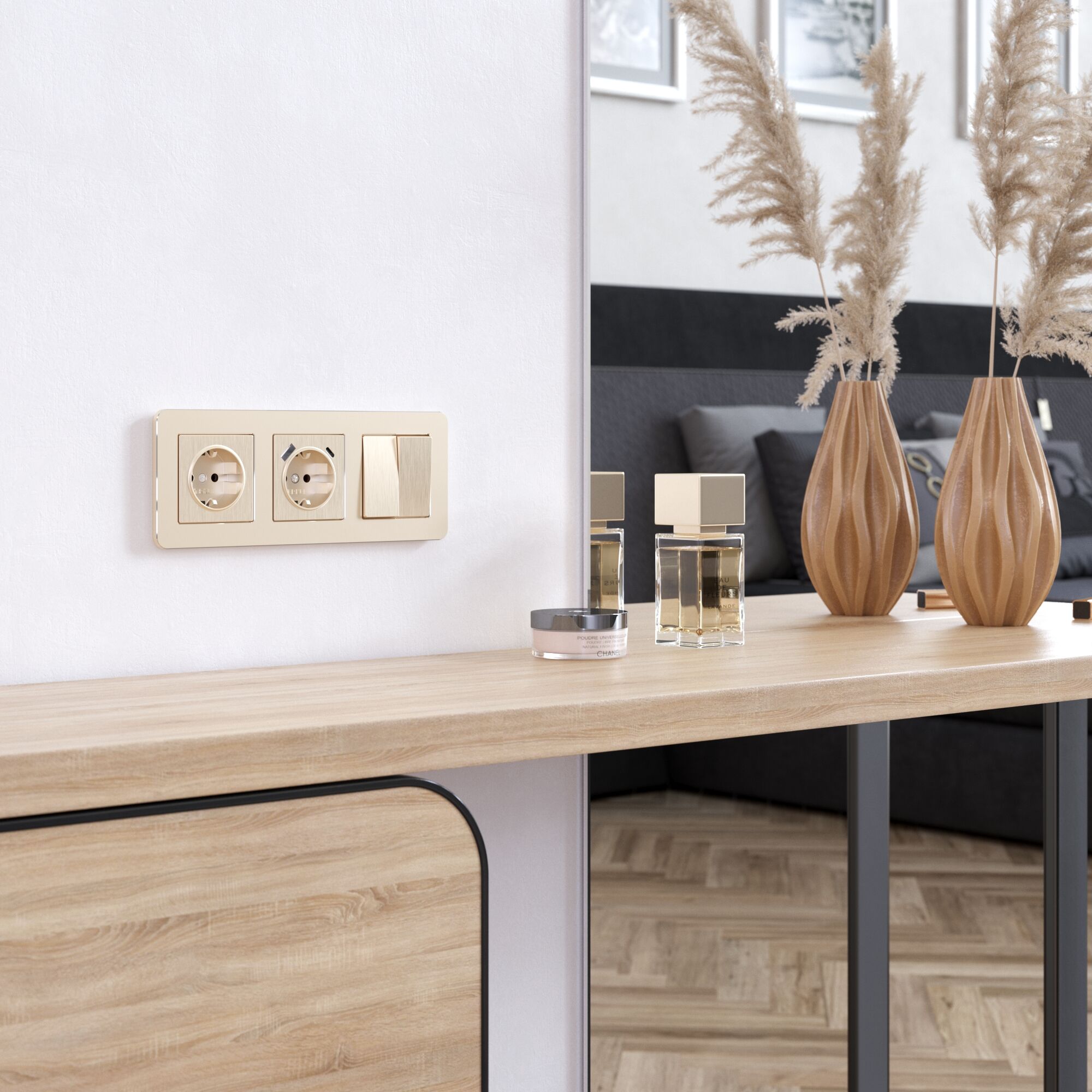 Рамка на 3 поста Platinum шампань Werkel