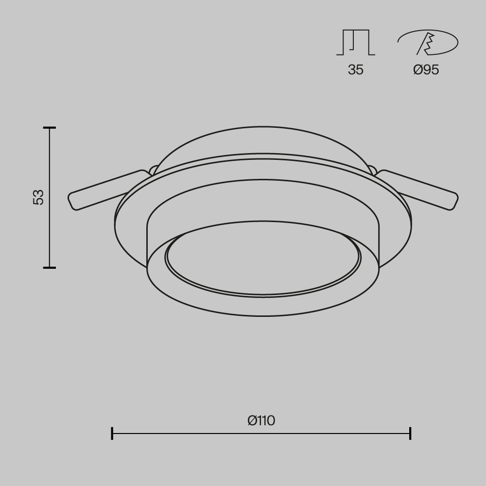 Встраиваемый светильник Maytoni Hoop GX53 1x12Вт DL086-GX53-RD-WB