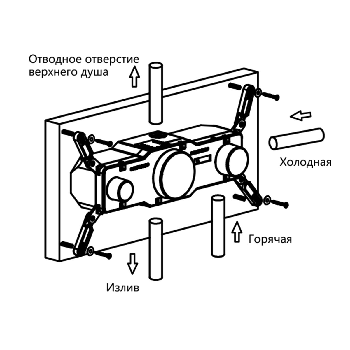 Душевая система Vincea VSFW-432T1GM встраиваемая в стену цвет вороненая сталь